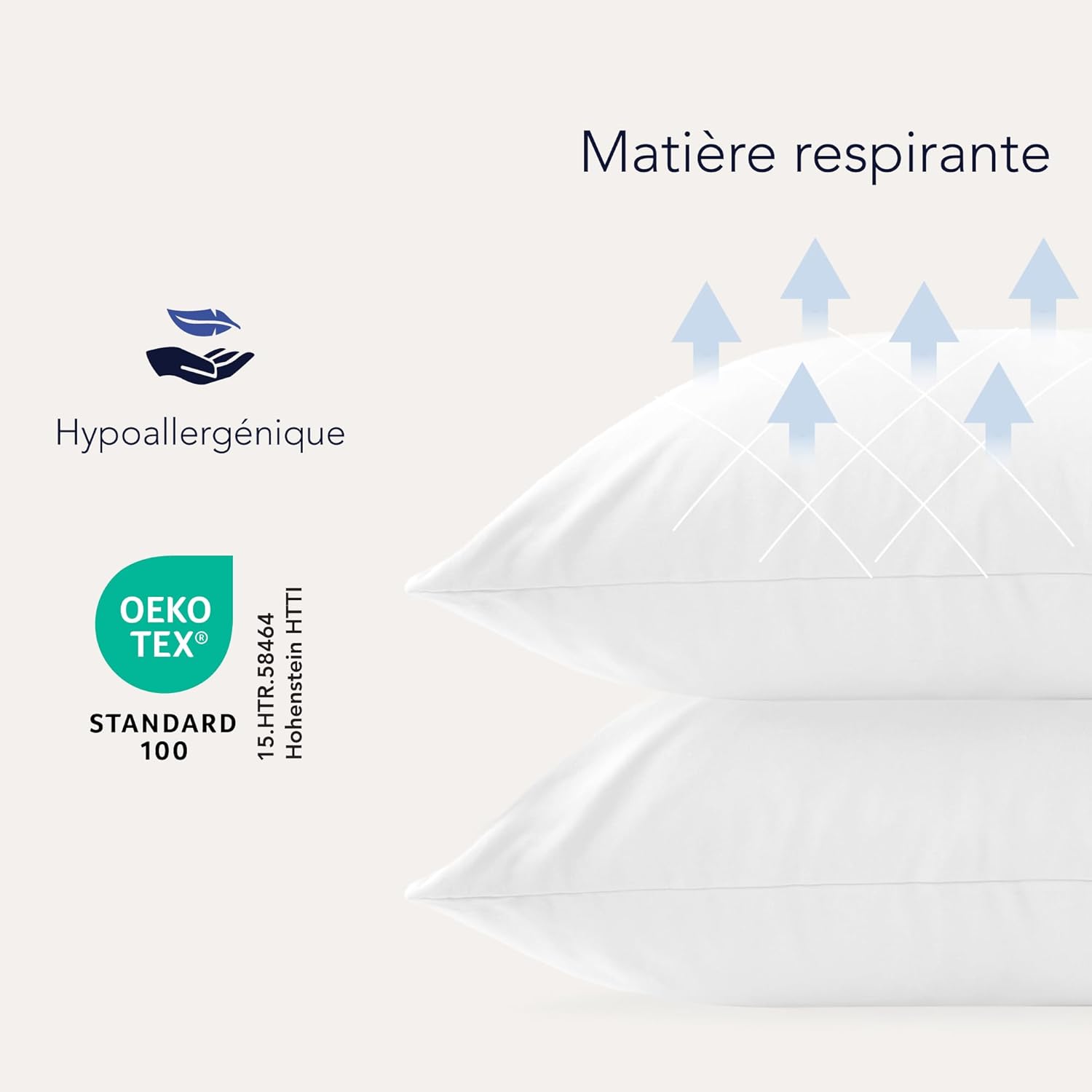 Thumbnail 2 de Dreamzie Taies d’oreiller 40x60 cm en coton jersey (lot de 2) – Blanc