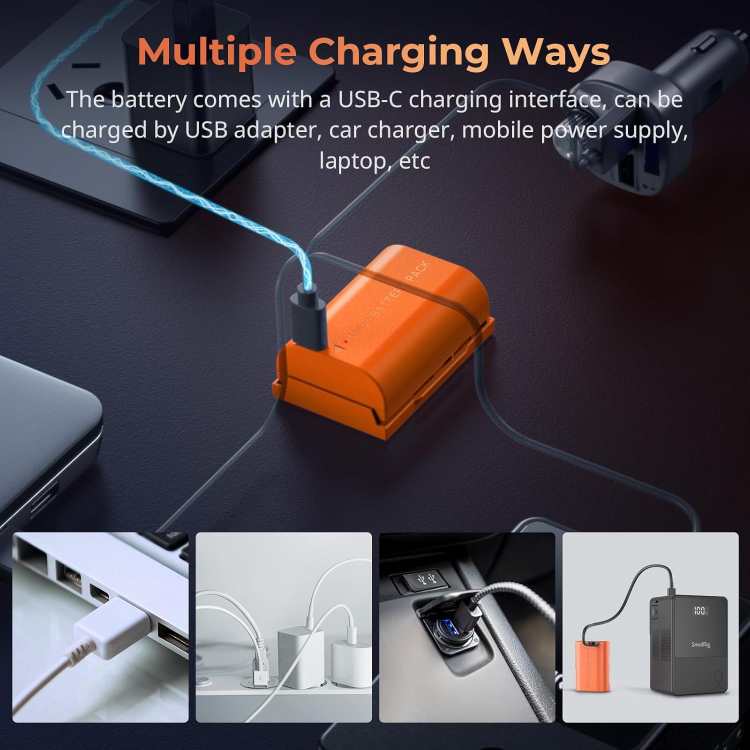 Detalle 2 de SMALLRIG LP-E6NH 2400mAh USB-C: batterie de remplacement pour Canon (R5, R6, R7 et plus)