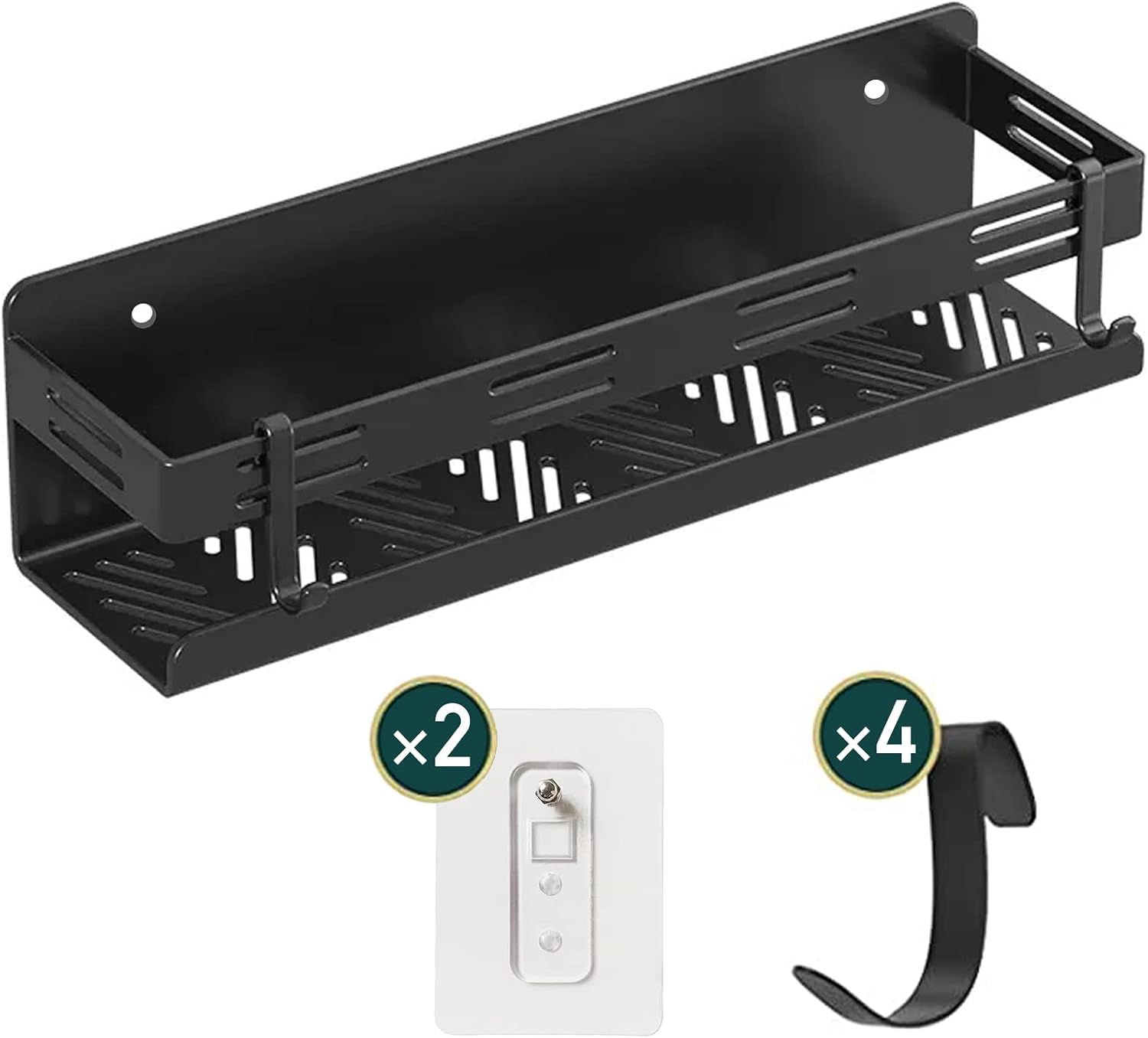 Detalle 2 de CZKDTT Kruidenrek van 40 cm in zwart staal met 4 afneembare haken