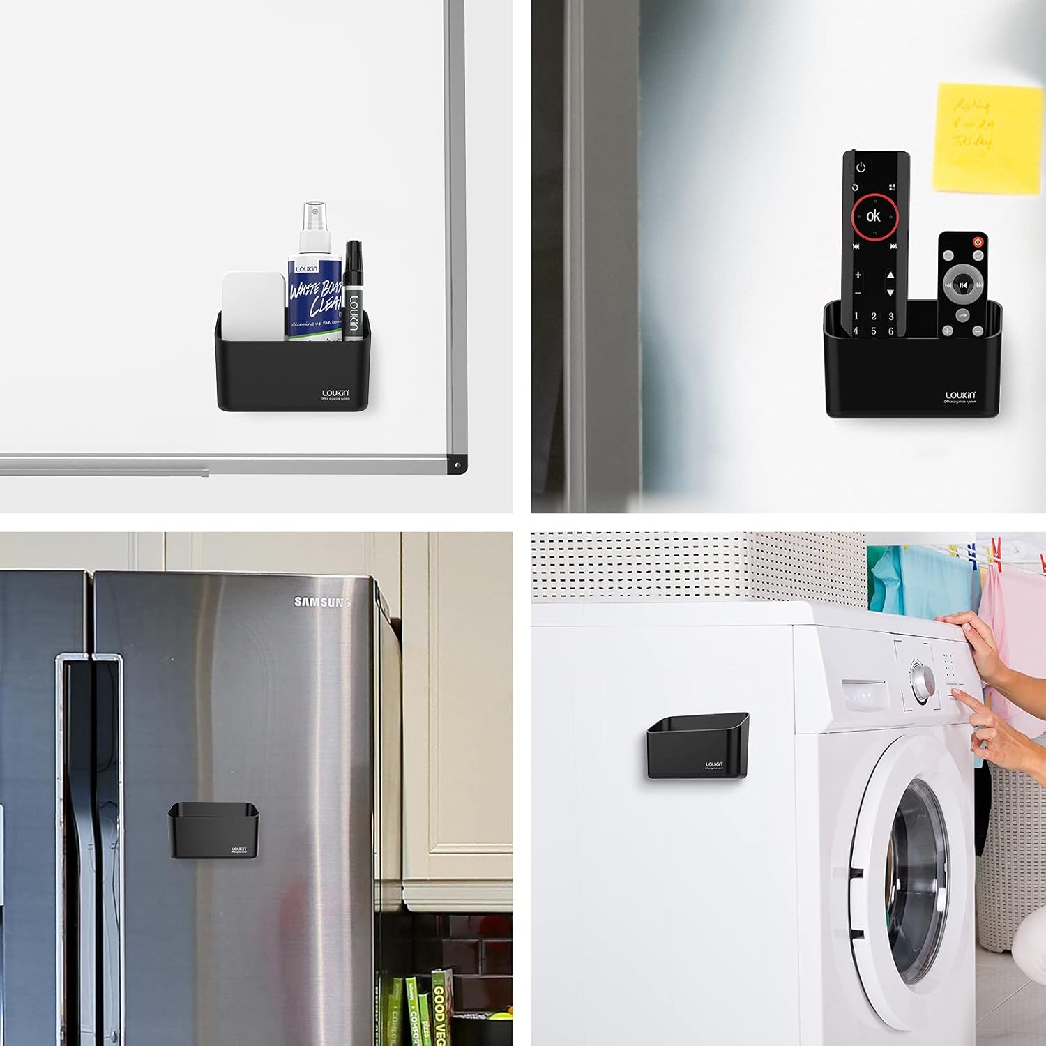 Detalle 2 de loukin Magnetic Marker & Remote Control Organiser (Black) for Whiteboards and Fridges