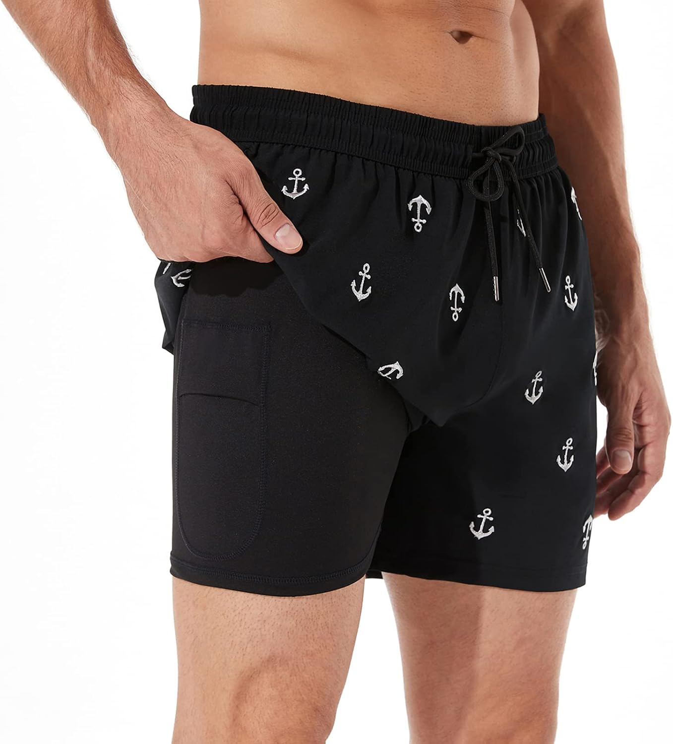 Detalle de BRISIRA Men's Swim Trunks 5-Inch Inseam Quick Dry