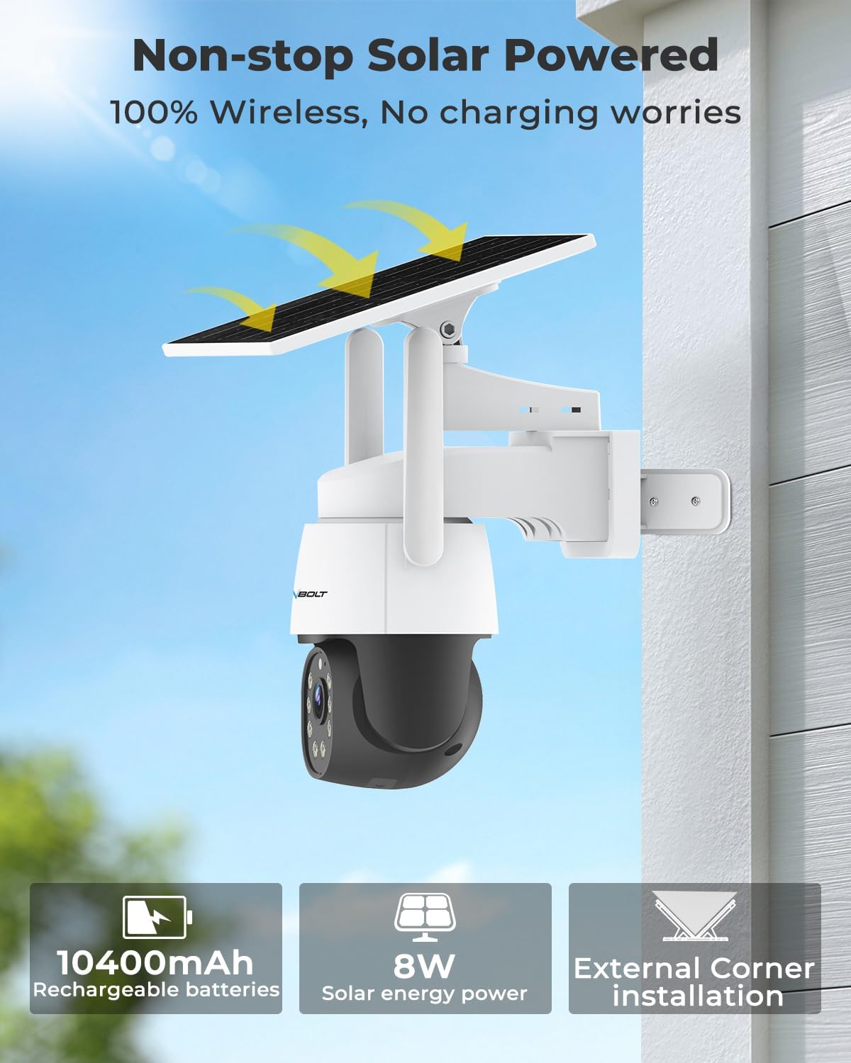 Detalle de GENBOLT 4G AOV Solar Security Camera Outdoor Wireless – 3MP, 2K Colour Night Vision, 24/7 Recording, Battery-Powered LTE CCTV