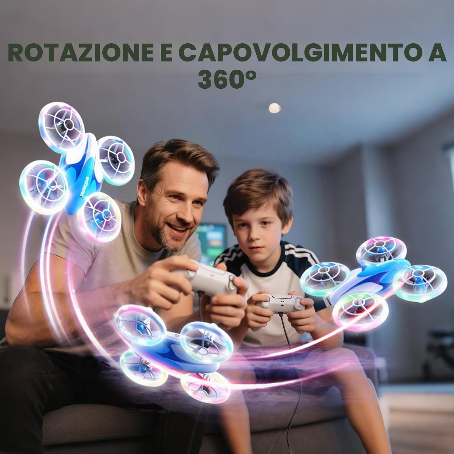 Detalle de Drone per Bambini: Mini Drone con 3 Batterie, Protezioni Elica e Luci LED