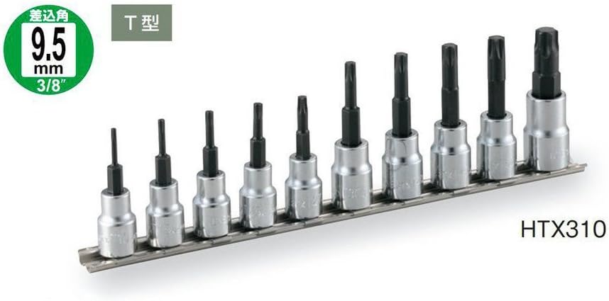 Detalle de トネ(TONE) HTX310 トルクスソケットセット 強力タイプ・ホルダー付 9.5mm差込角 10点