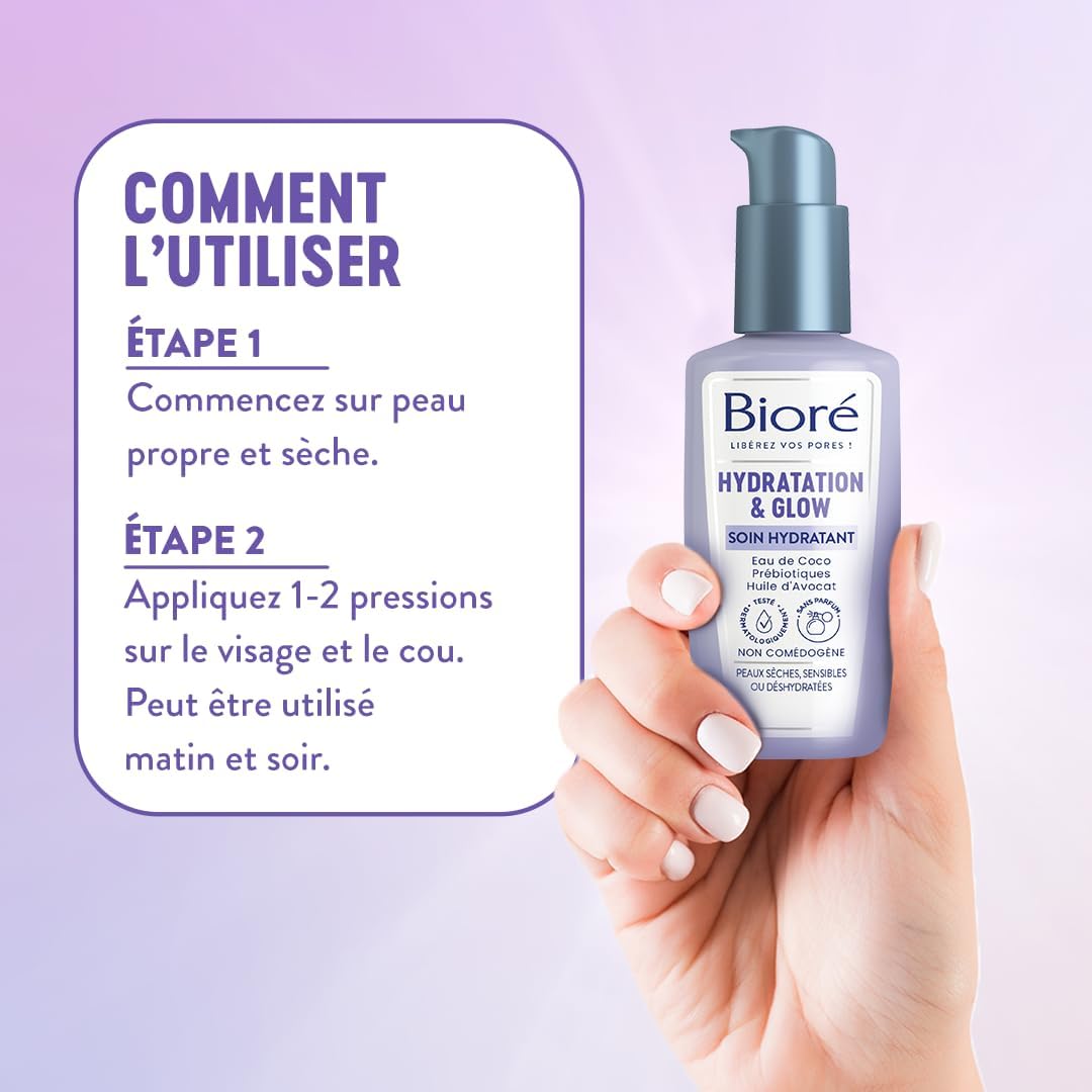 Detalle de Biore Soin Hydratant Hydratation & Glow 100ml – hydratation durable pour peaux sèches et sensibles