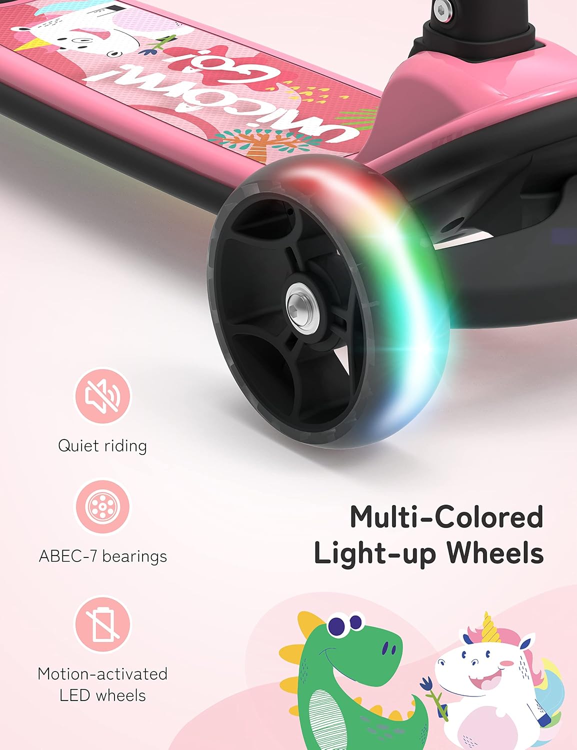 Detalle 2 de besrey Kinder-Scooter Big Wheels, verstellbar 59–83 cm