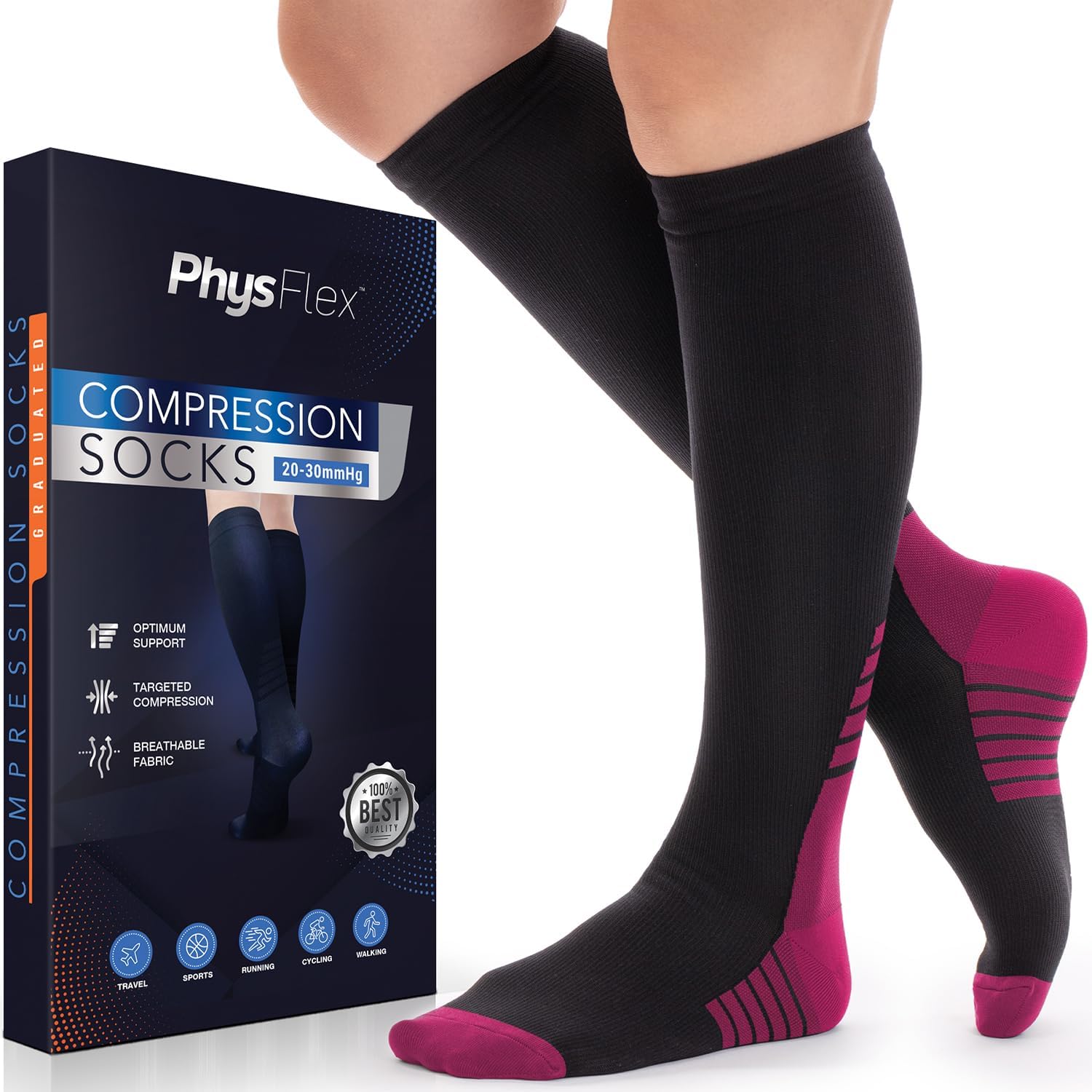 Thumbnail 6 de Compression Socks for Women & Men 20-30 mmHg for Circulation Support