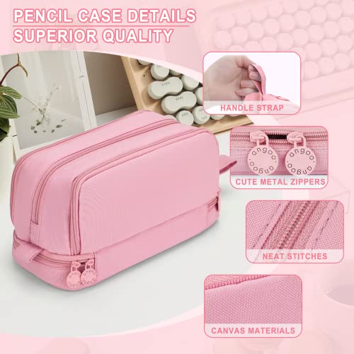 Thumbnail 3 de Sciphylia Trousse Scolaire Grande Capacité – Rose, étui à crayons multi‑poches