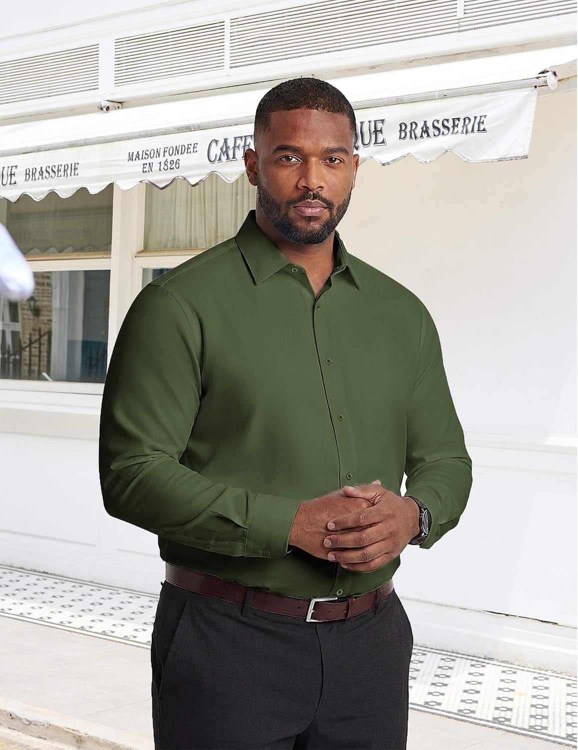 Detalle de COOFANDY Big and Tall Dress Shirt, Polyester-Spandex Blend