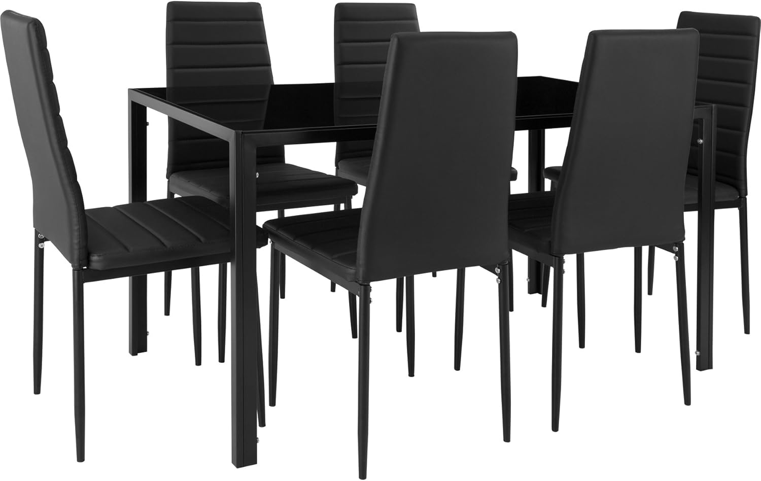 Detalle 2 de tectake® Conjunto mesa y 6 sillas vidrio negro