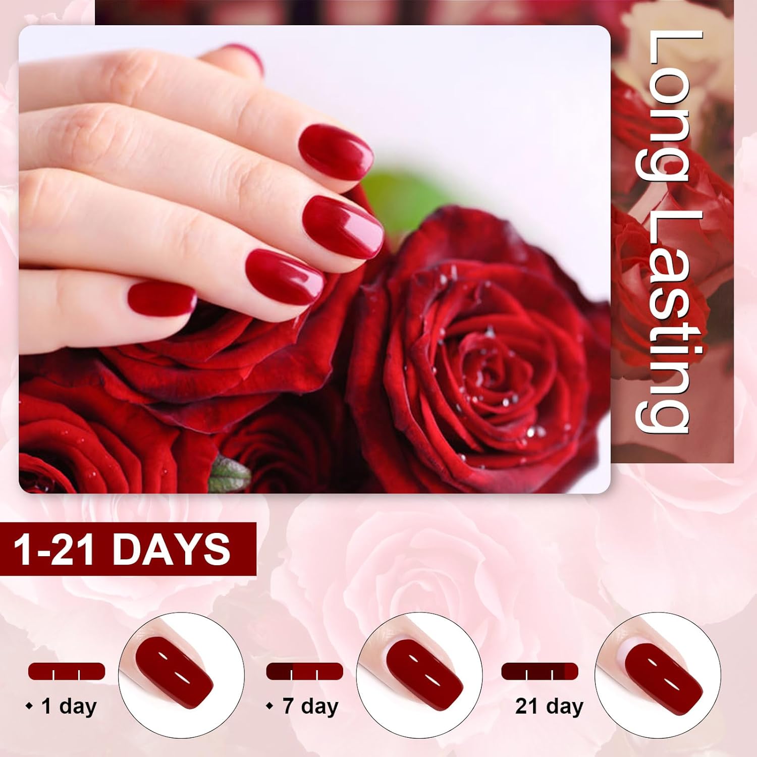 Detalle de INPING UV Nagellack Rot – 6 Farben Dunkelrot bis Burgund, Gel Nagellack Set 8 ml für Anfänger