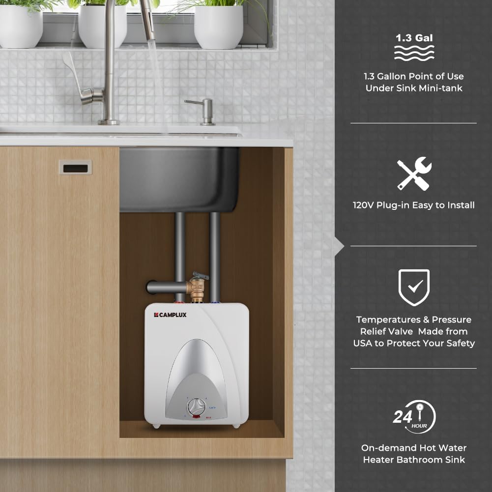 Detalle 2 de CAMPLUX ME10N 1.3-Gallon Electric Tank Water Heater, 120V, 1440W