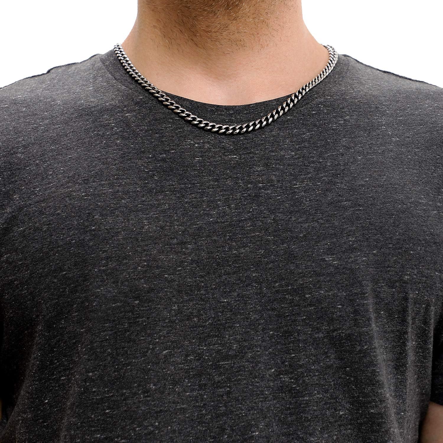 Detalle 2 de DonDon Collana da Uomo in Acciaio Inossidabile Argento-Nero (52 cm)