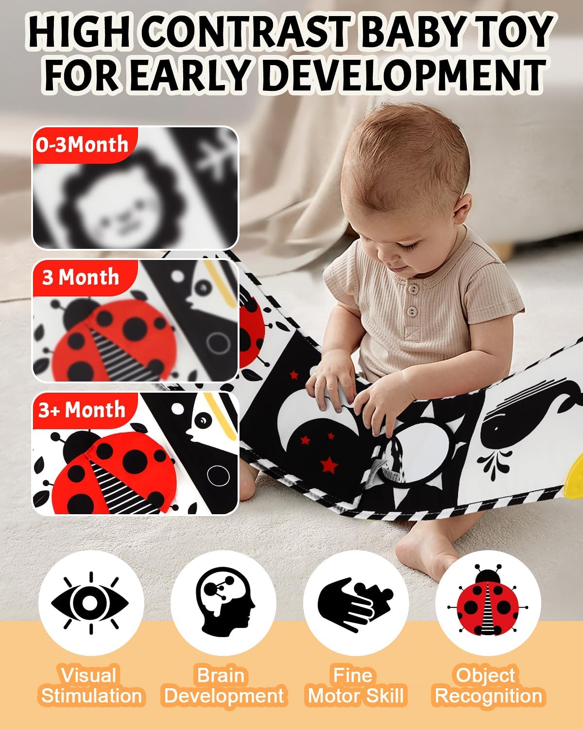 Detalle 2 de High Contrast Baby Book 0-6 Months 👶