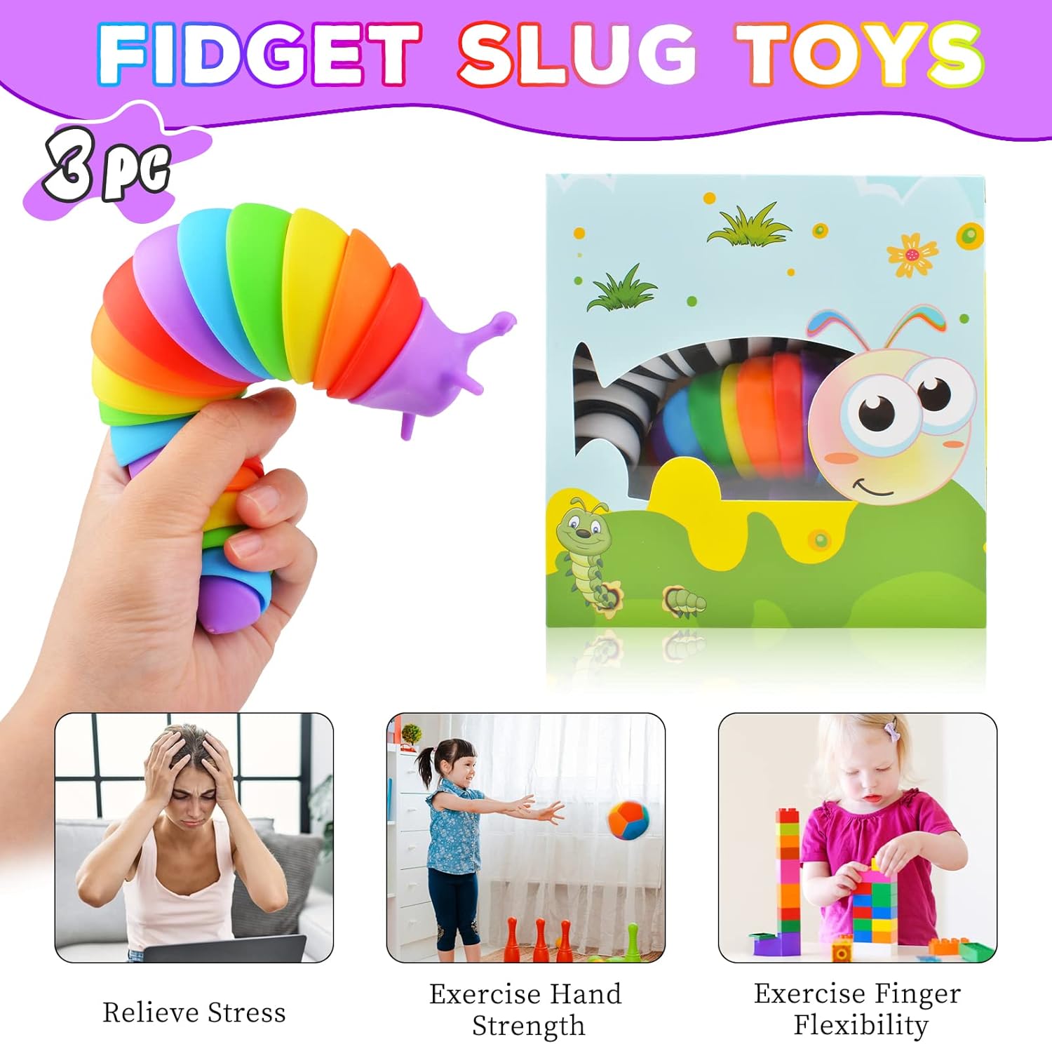 Thumbnail 4 de Cevioce Fidget Slug Toy 3Pcs