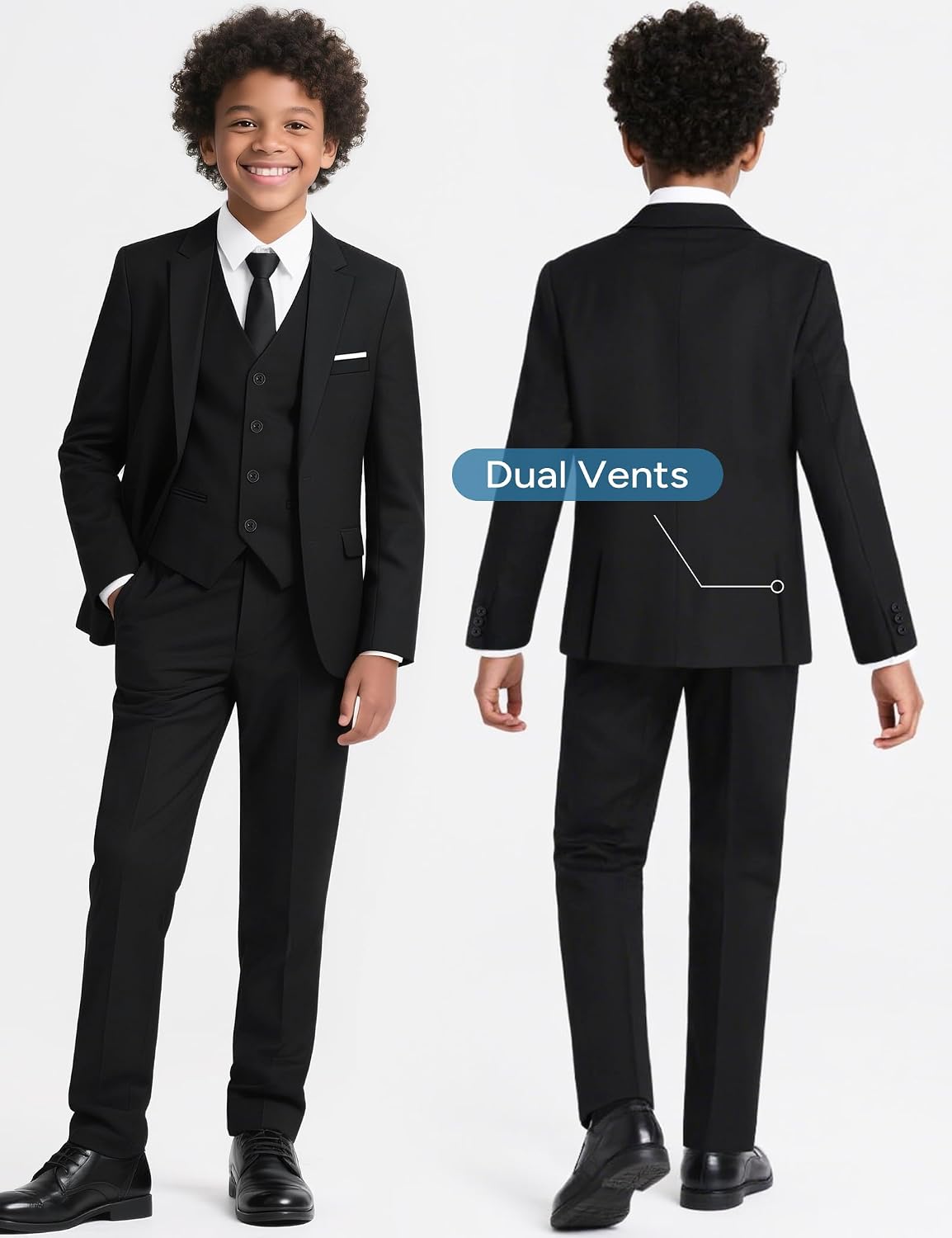 Detalle 2 de Gentle Season Boys' Gentle Season Formal Suits Set with Suspenders (Standard & Husky) — 7-Piece Outfit