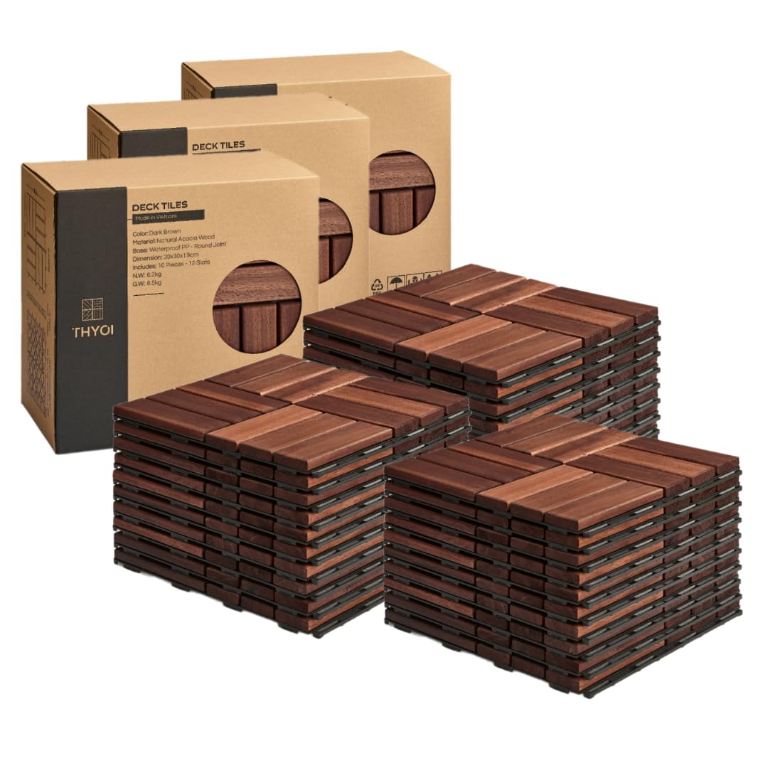 Detalle de THYOI Acacia Wood Deck Tiles