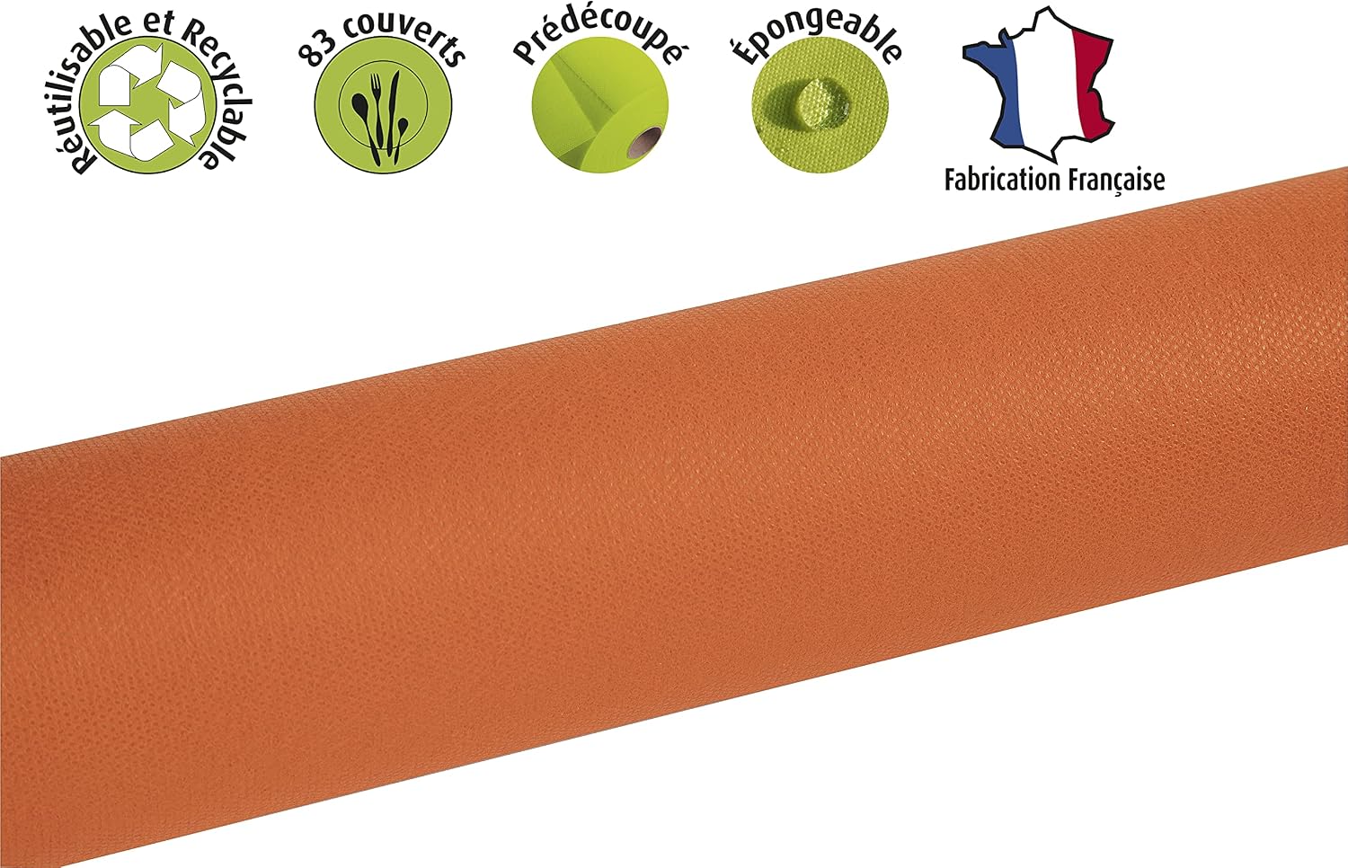 Detalle de Pro Nappe R782545I – Nappe jetable en non tissé spunbond 25 m × 1,20 m, orange