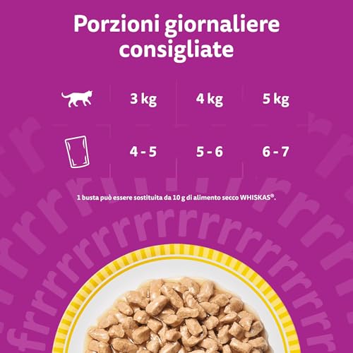 Thumbnail 6 de Whiskas Pranzetti Cibo Umido per Gatti Adulti in Salsa al Gusto Pollame – 12 confezioni da 6 vaschette da 50 g (3.600 g totali)