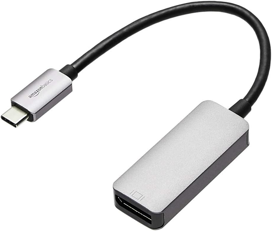 Detalle de Amazon Basics Aluminum USB-C (Source) to DisplayPort Adapter (4K@60Hz) – Thunderbolt 3 Compatible
