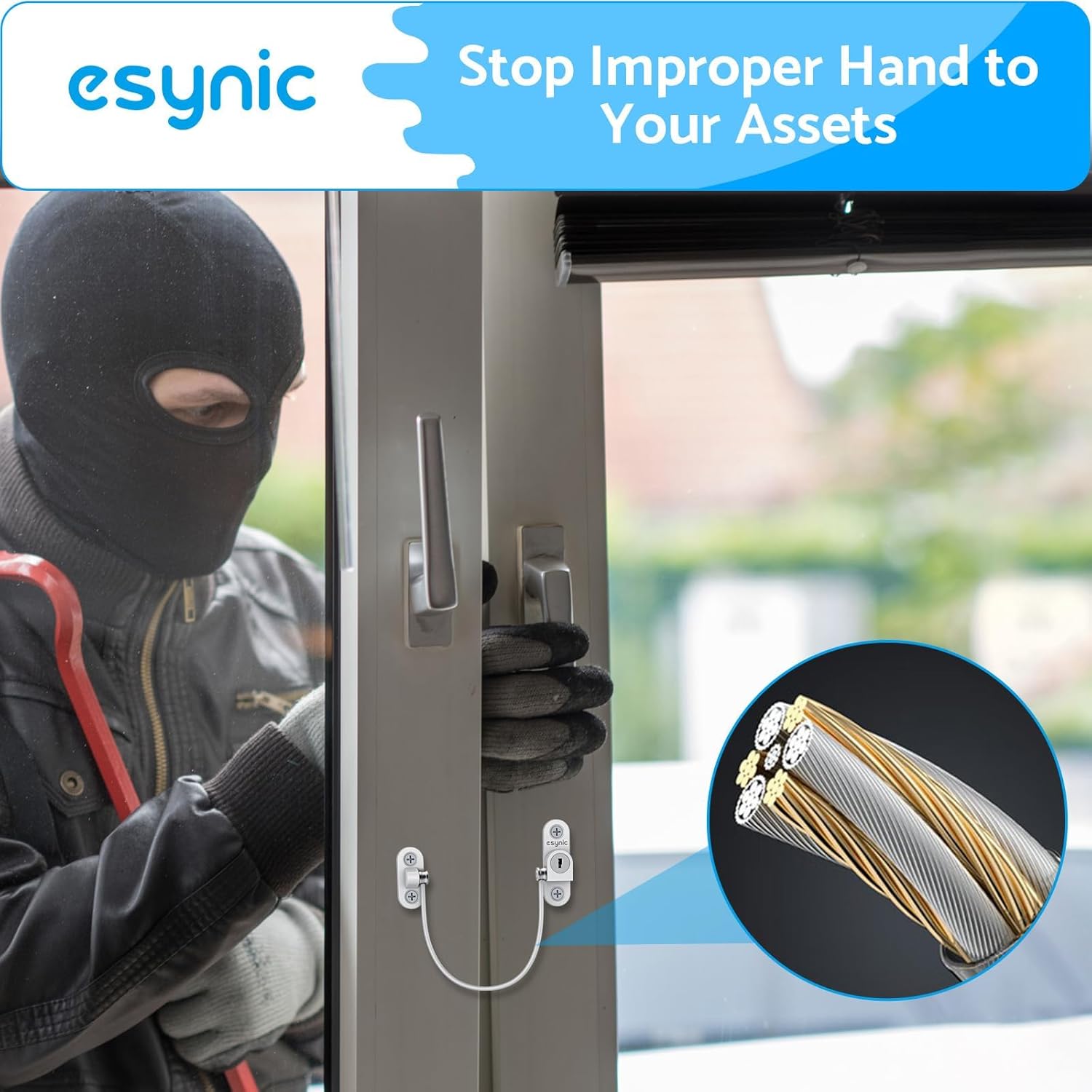 Thumbnail 4 de eSynic 10 Pack Window Locks 185mm wire safety for UPVC ๐