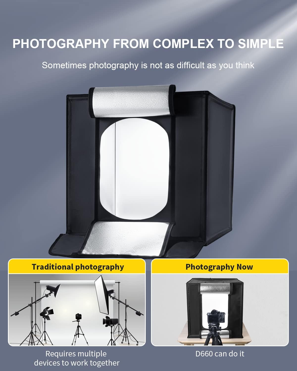 Detalle 2 de RALENO Fotobox 60x60 cm Lichtbox für Produktfotos