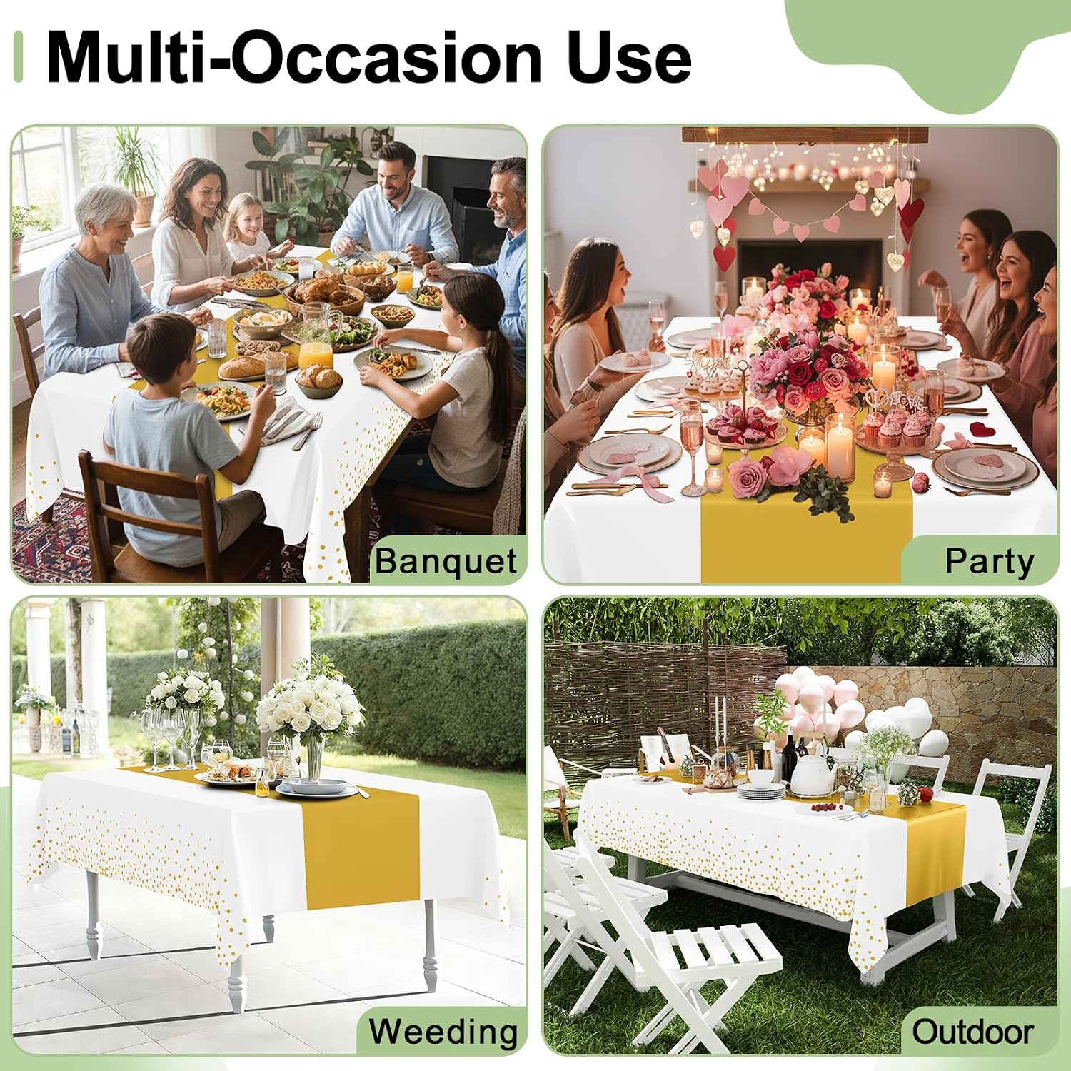 Thumbnail 6 de Smiry Disposable Plastic Tablecloth 54 x 108 Inch