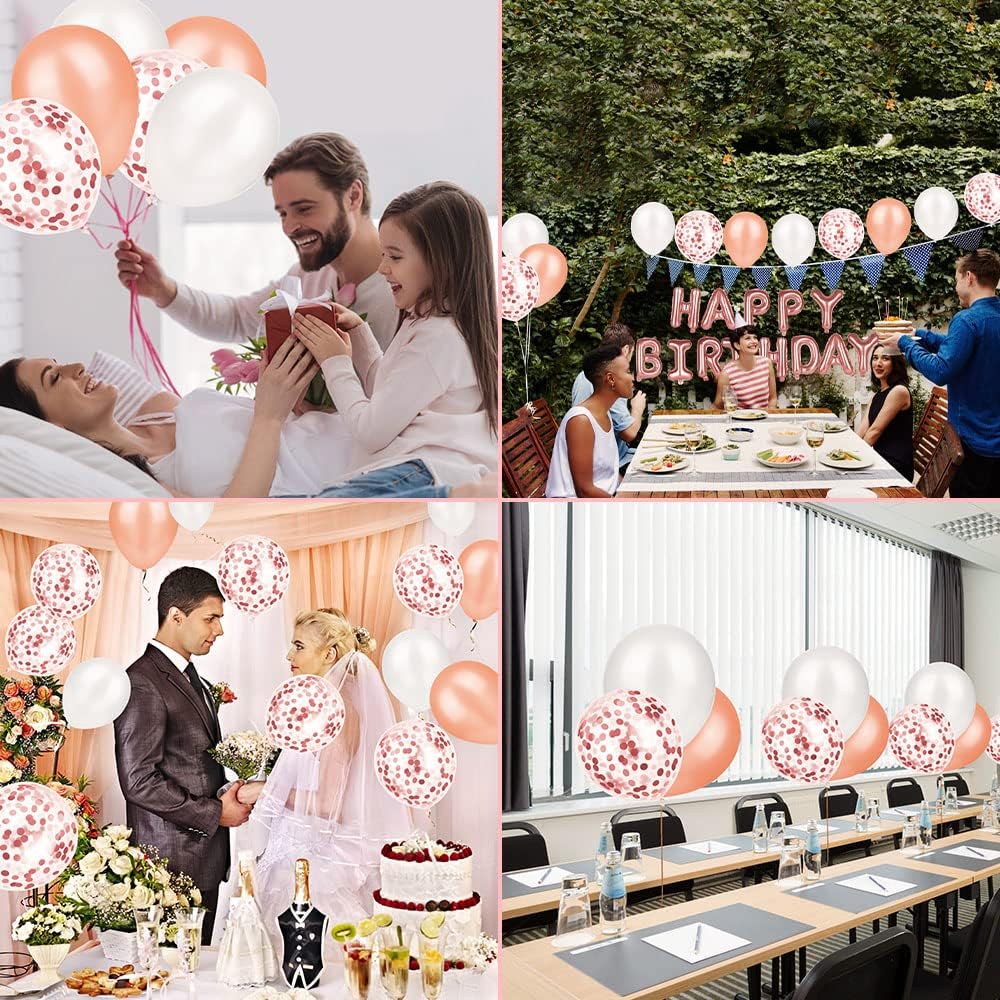 Thumbnail 6 de Vicloon födelsedagsballongset, 49 delar i roséguld med konfetti