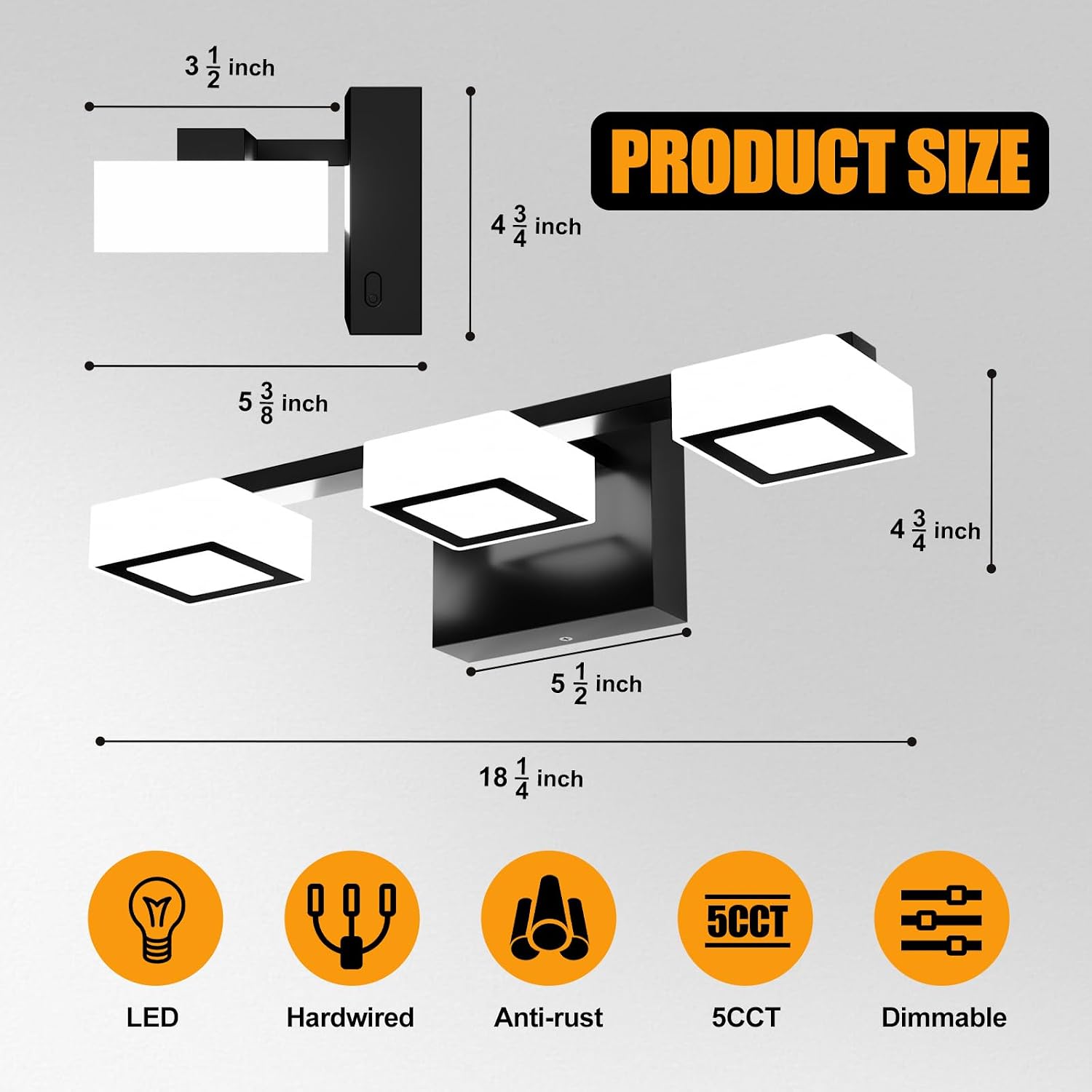 Detalle 2 de LED Modern 3-Light Vanity 18 Inch