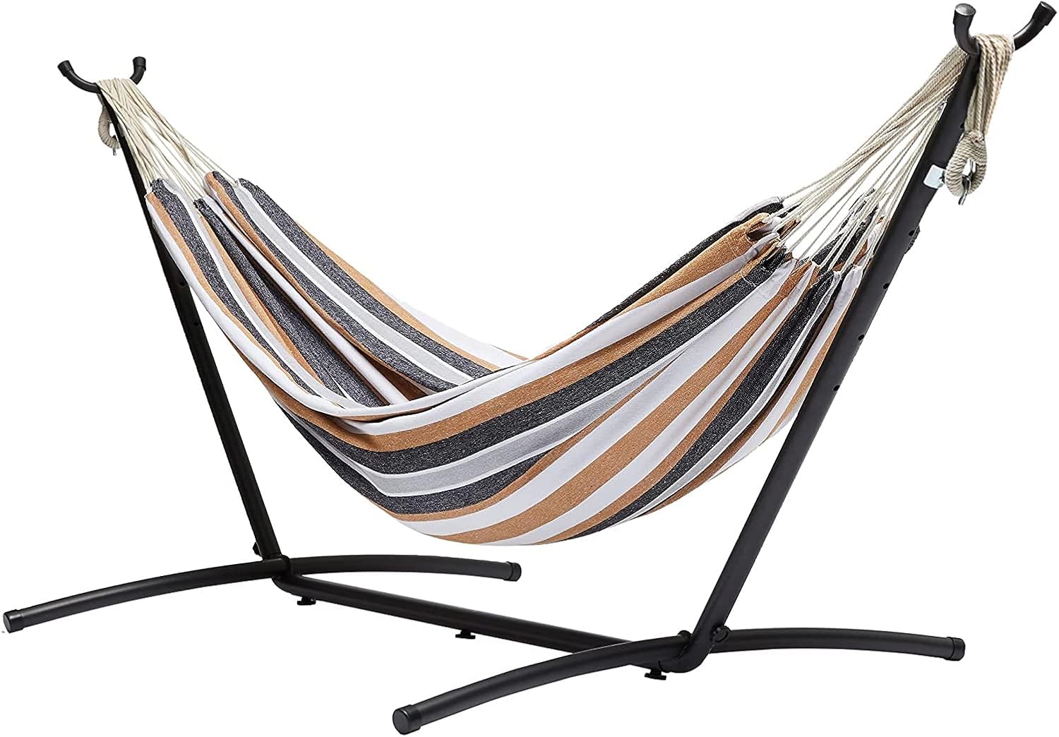 Detalle de Amazon Basics Hamac en tissu avec support – Multicolore, 300 x 117 cm