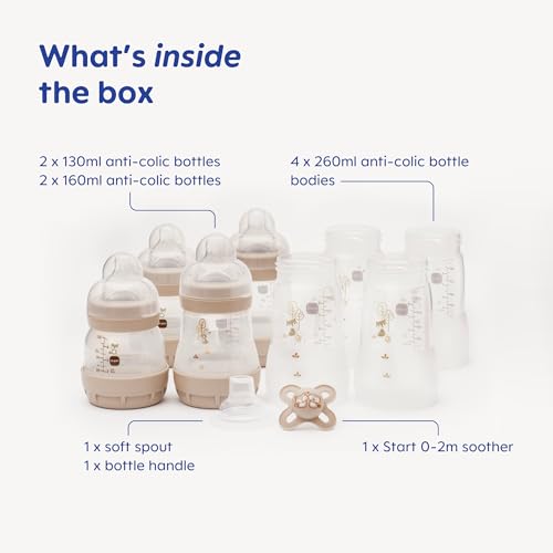 Detalle de MAM Easy Start Anti-Colic Bottle Starter Set with 4 Bottles and 0-2 Month Soother