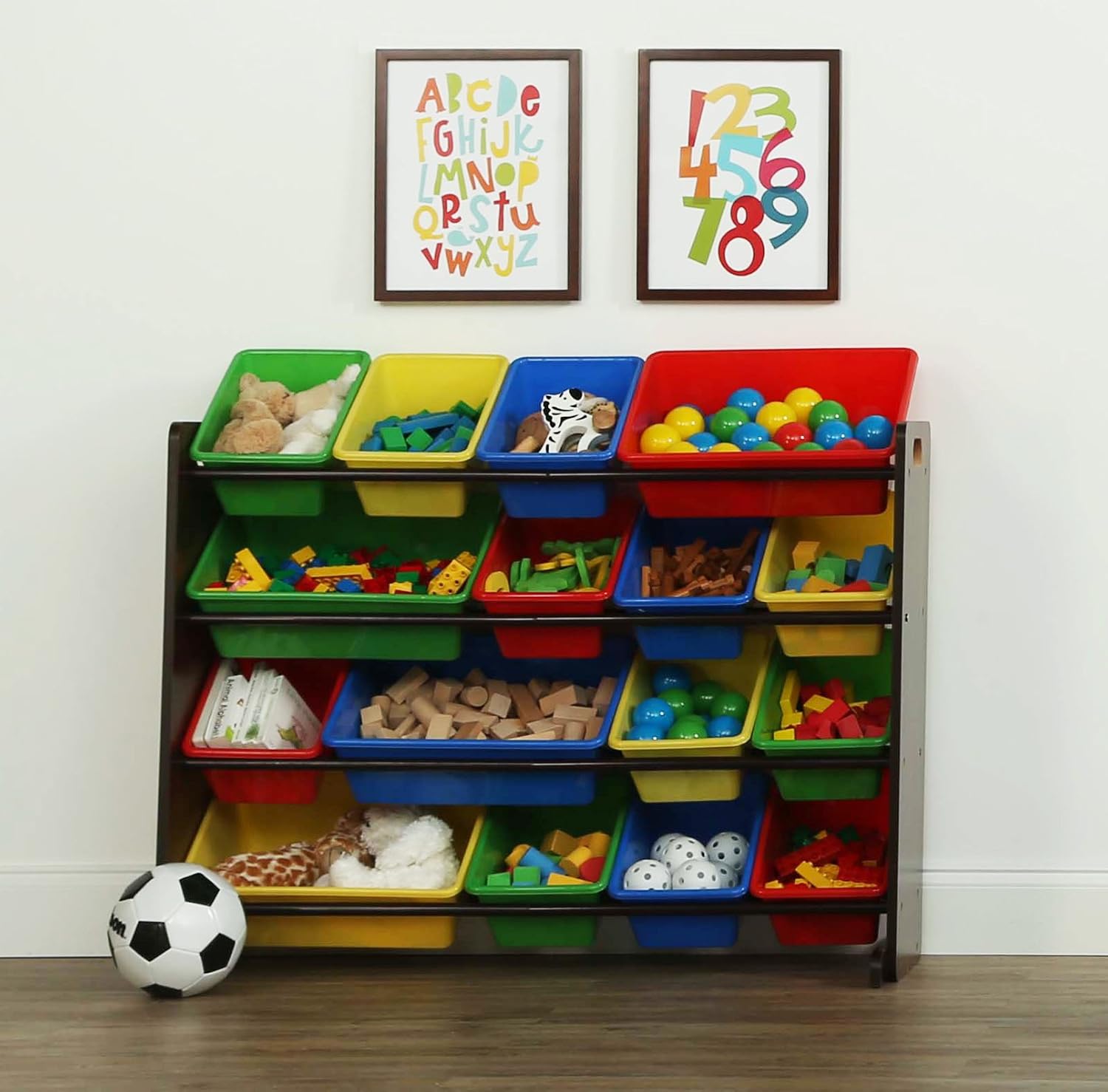 Detalle 2 de Humble Crew WO420 Kids’ Toy Organizer, 16 Removable Bins, 4-Tier Shelf