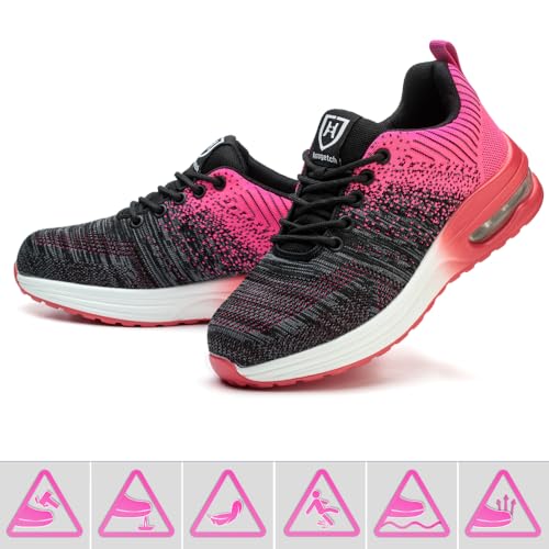 Detalle de Bawalon Chaussures de Sécurité – Légères et Respirantes avec Embout en Acier, Rose EU 36