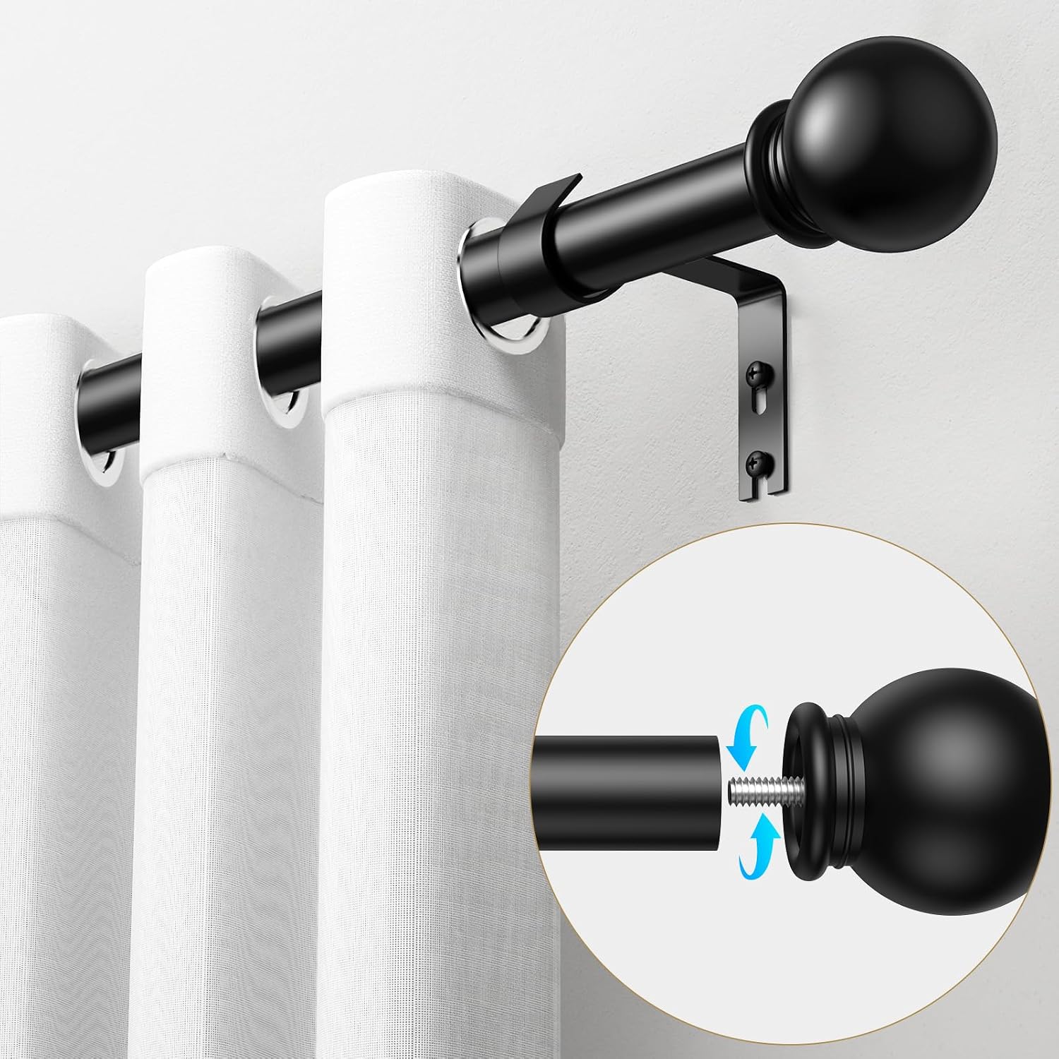 Detalle 2 de TRAROD Gardinenstange 81–314 cm schwarz