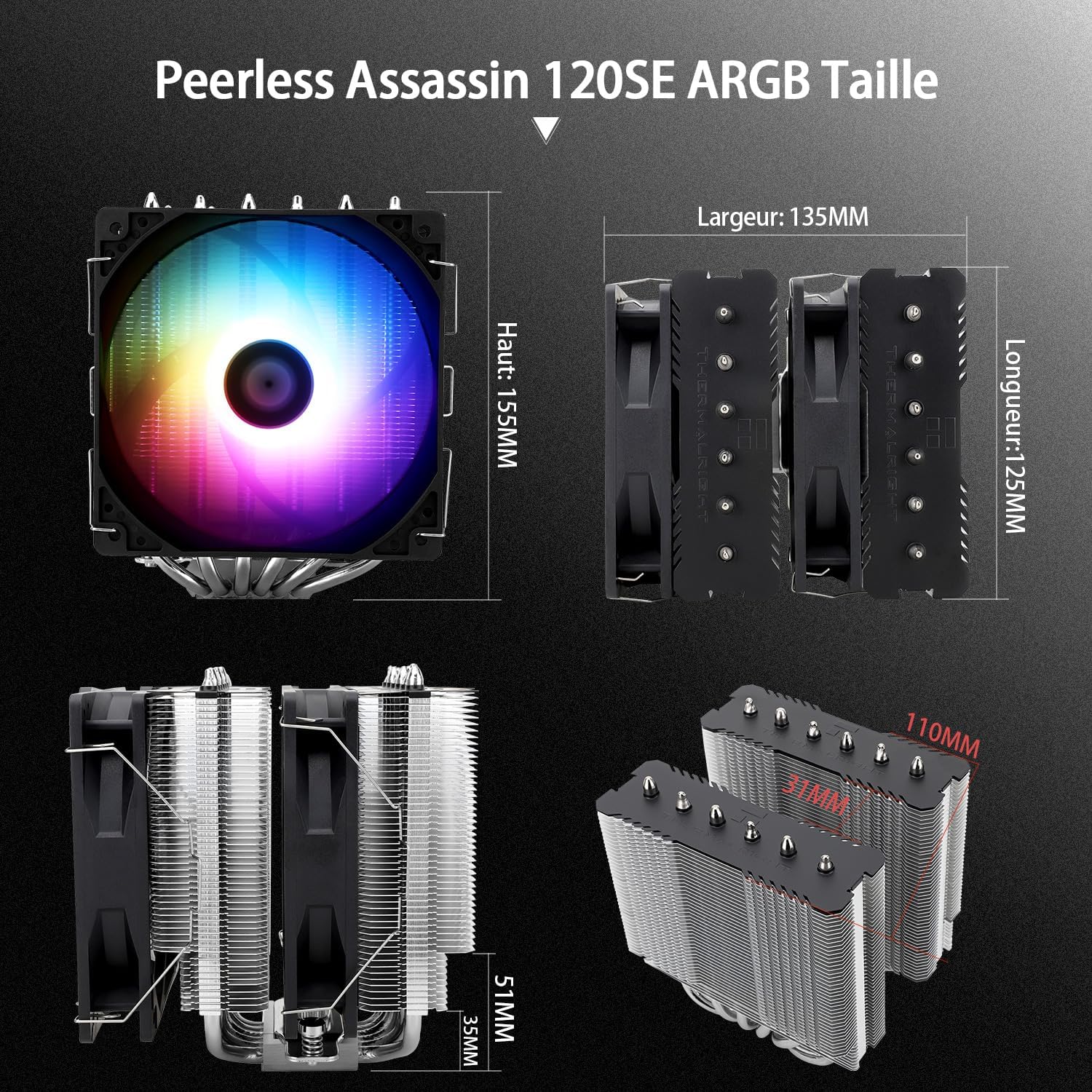 Thumbnail 4 de Thermalright PA120 SE ARGB: raffreddatore ad aria a doppia torre per CPU con ventole TL-C12C-S 120 mm