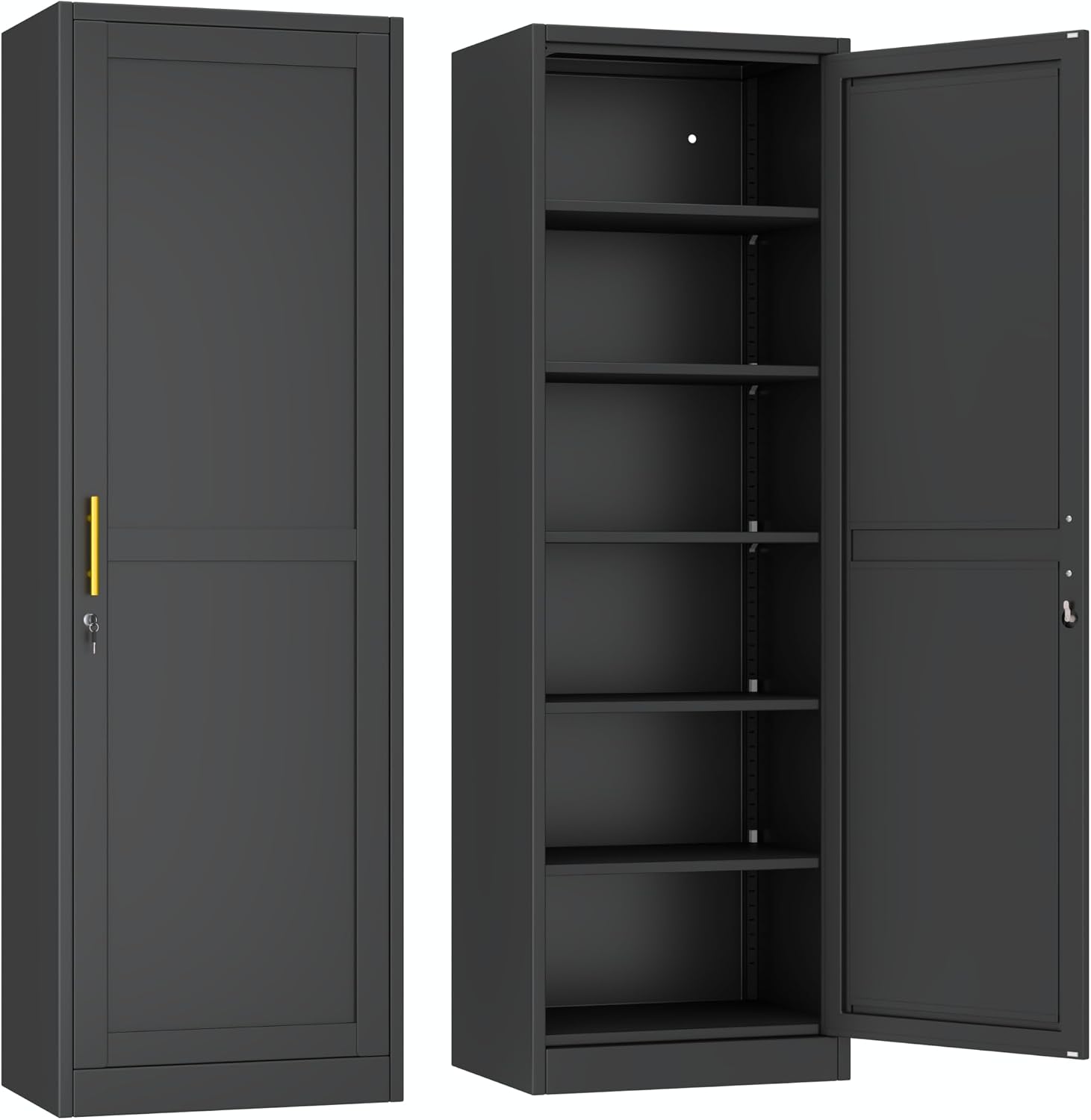Detalle de Ckzbx Metal Locker Cabinet, 67-Inch Tall, Black, with Adjustable Shelves