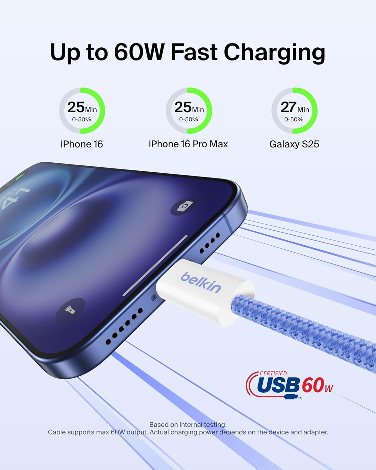 Thumbnail 1 de Belkin USB-C to USB-C Cable 2-Pack, 6.6ft, 60W — Blue