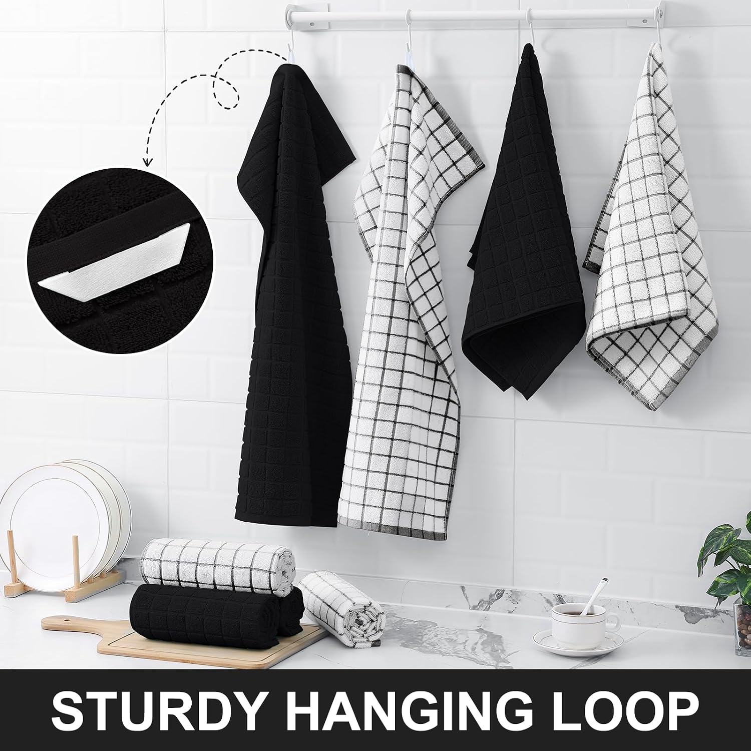 Thumbnail 5 de Homaxy Cotton Kitchen Towels, 8-Pack