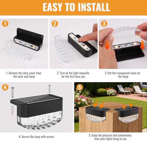 Thumbnail 2 de Lampada Solare da Parete per Esterni Aourow — confezione da 6 luci LED impermeabili IP65 per giardino, terrazza e recinzioni
