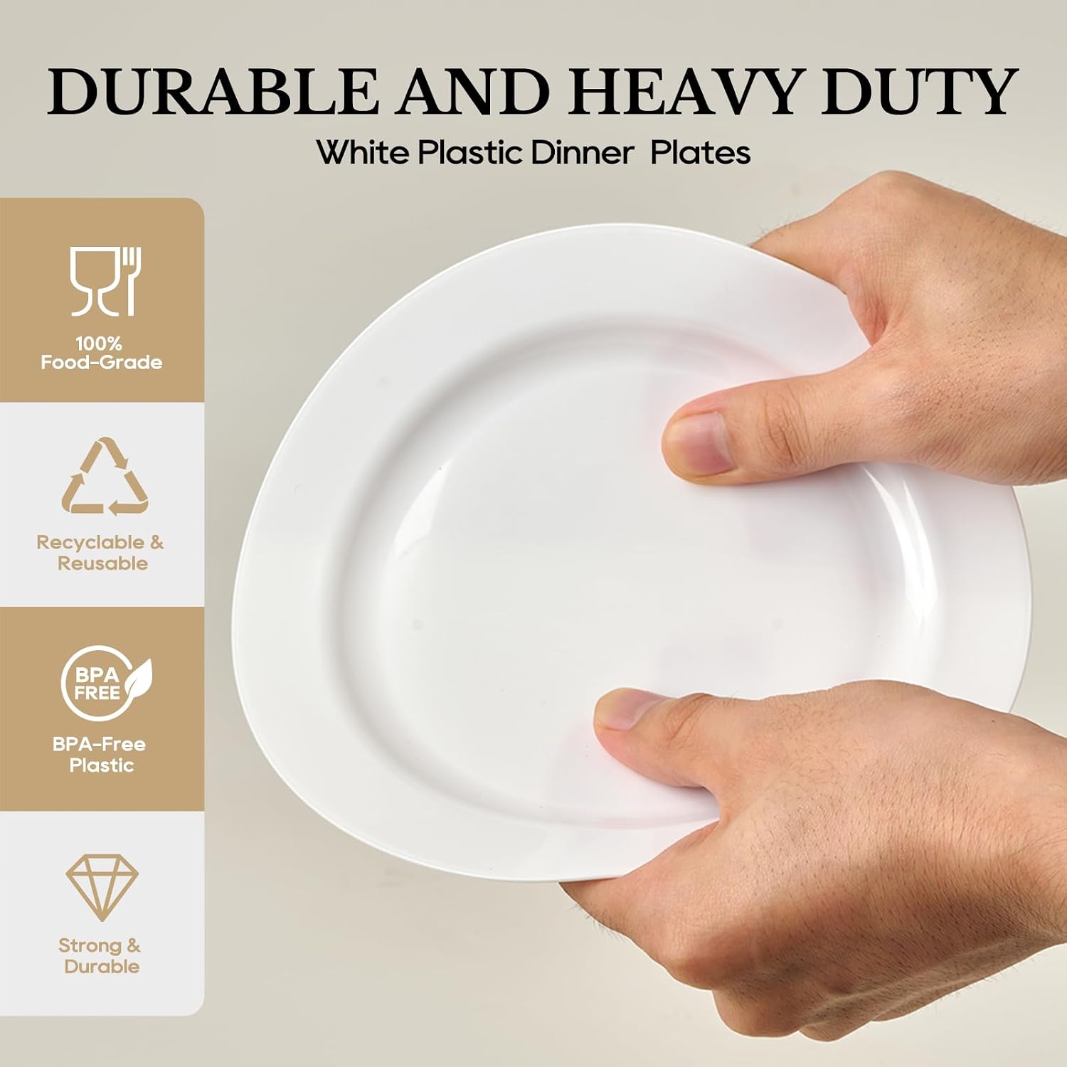 Detalle de FOCUSLINE 100 Count White 10-Inch Heavy-Duty Plastic Plates
