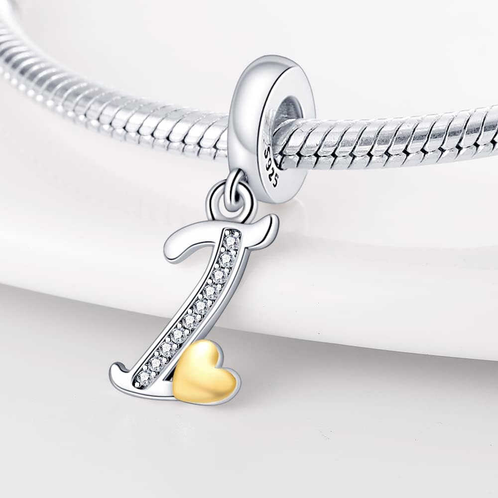 Detalle 2 de TINSLO Bead Charm Argento Sterling 925 Lettere con Zirconia Cubic – Compatibile con Pandora e braccialetti europei