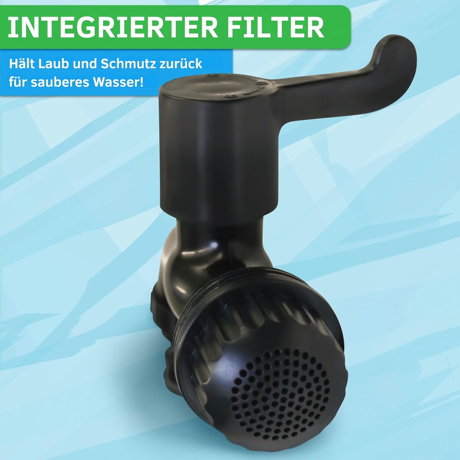 Thumbnail 1 de YourCasa Auslaufhahn 2er-Set für Regentonne mit Filter – 3/4 Zoll, Kugelhahn, Schnellkupplung kompatibel, Schwarz