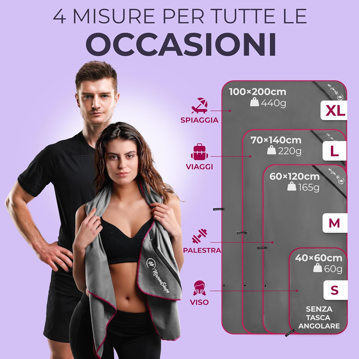 Thumbnail 4 de NirvanaShape Asciugamani in microfibra: assorbenti, leggeri e a asciugatura rapida