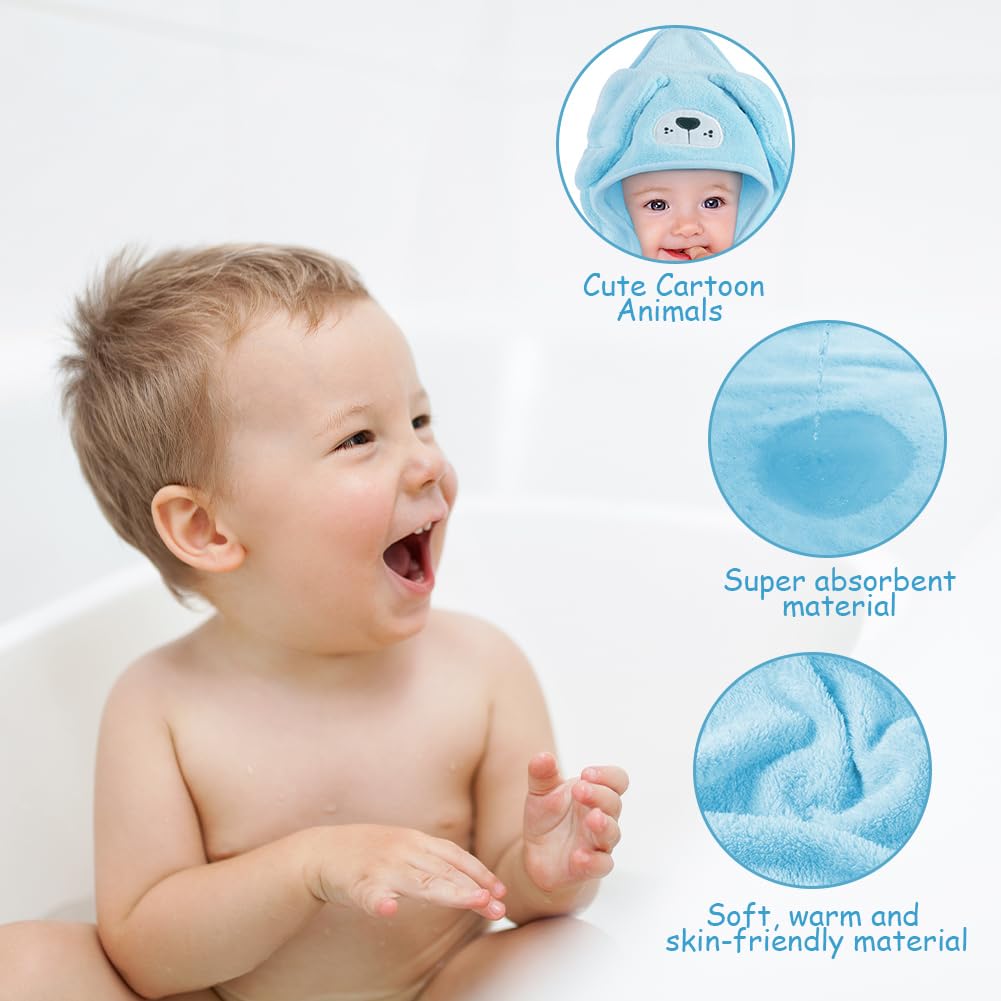 Detalle de Aolso Kapuzenhandtuch Baby – kuschelweiches Korallen-Fleece-Badetuch, 80 × 80 cm, 0–3 Jahre
