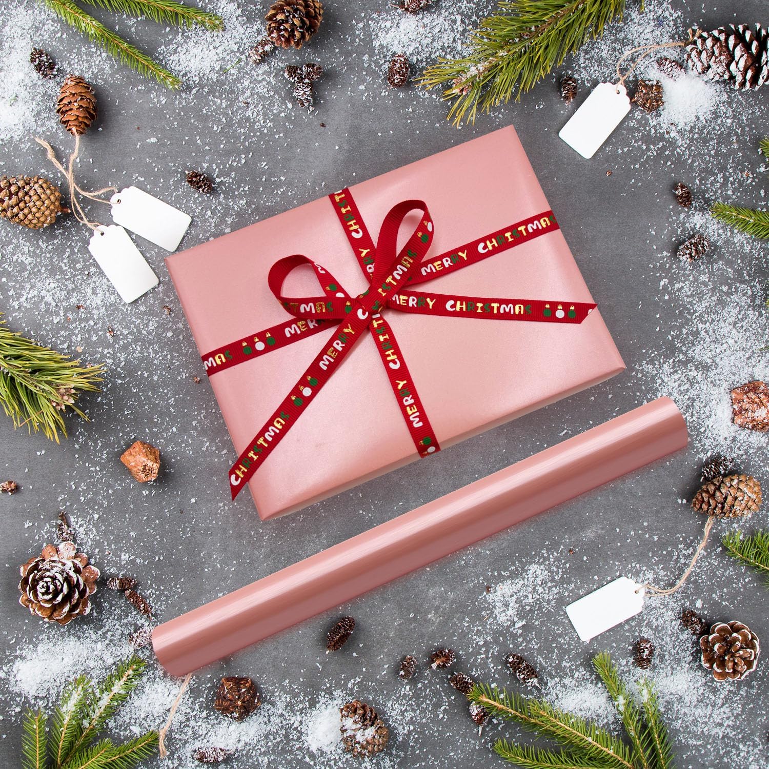 Thumbnail 3 de 43cm x 12m Pink Matte Wrapping Paper Roll – Pearly Lustre, Solid Colour