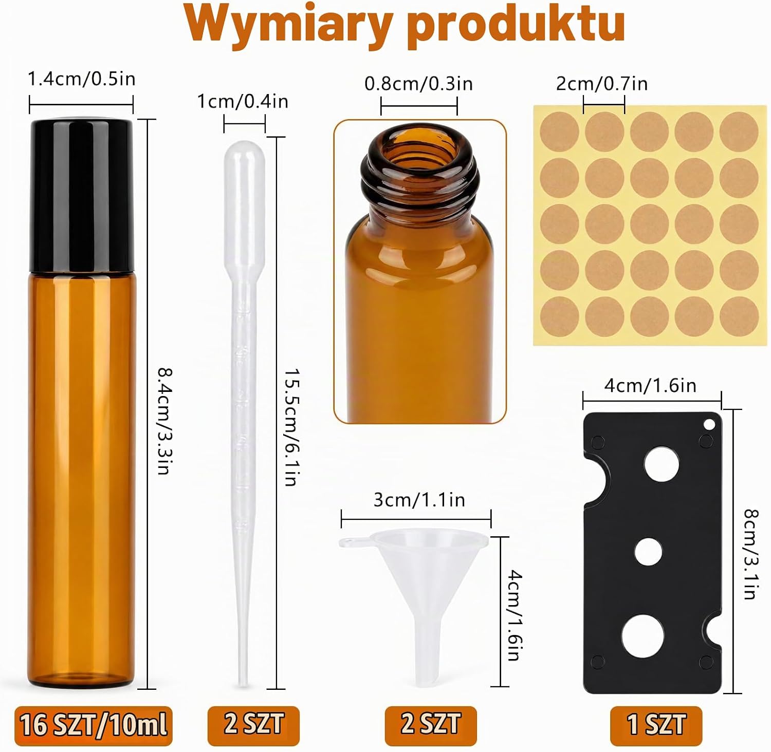 Thumbnail 1 de lulir 011569 – brązowe szklane butelki roll-on 10 ml, zestaw 16 sztuk