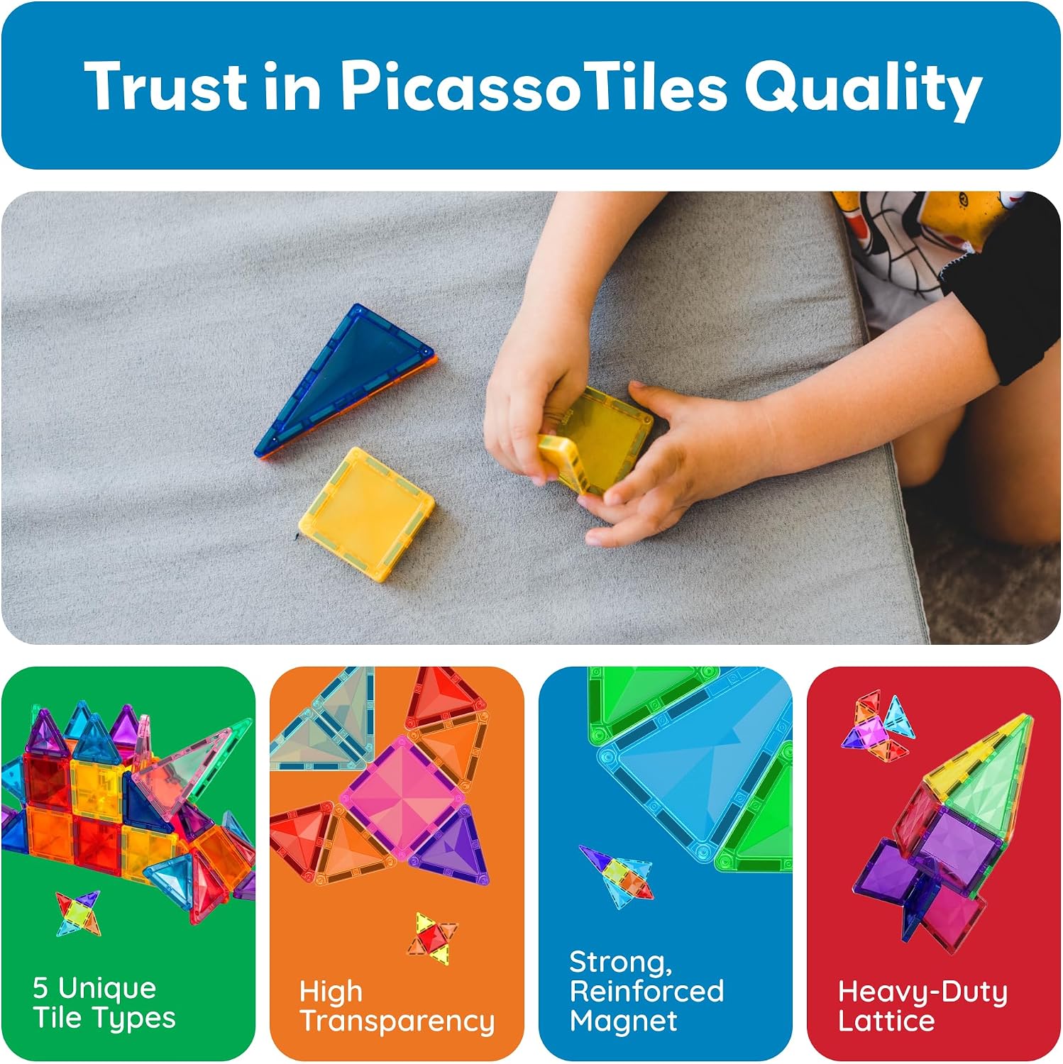 Thumbnail 6 de PicassoTiles PTM80 – 80 mini płytek magnetycznych do kreatywnego budowania