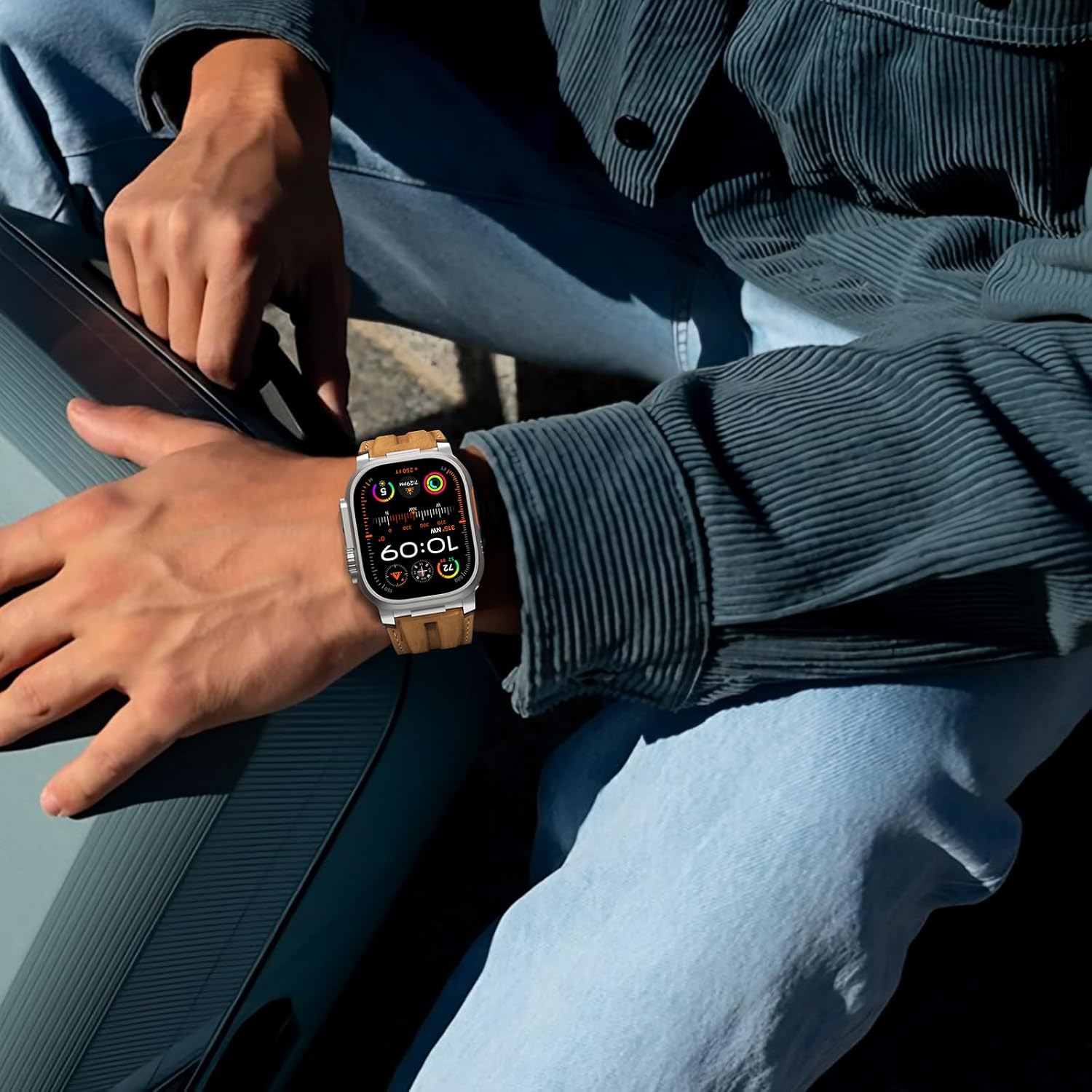Detalle 2 de Bouixel leather Apple Watch strap 49mm