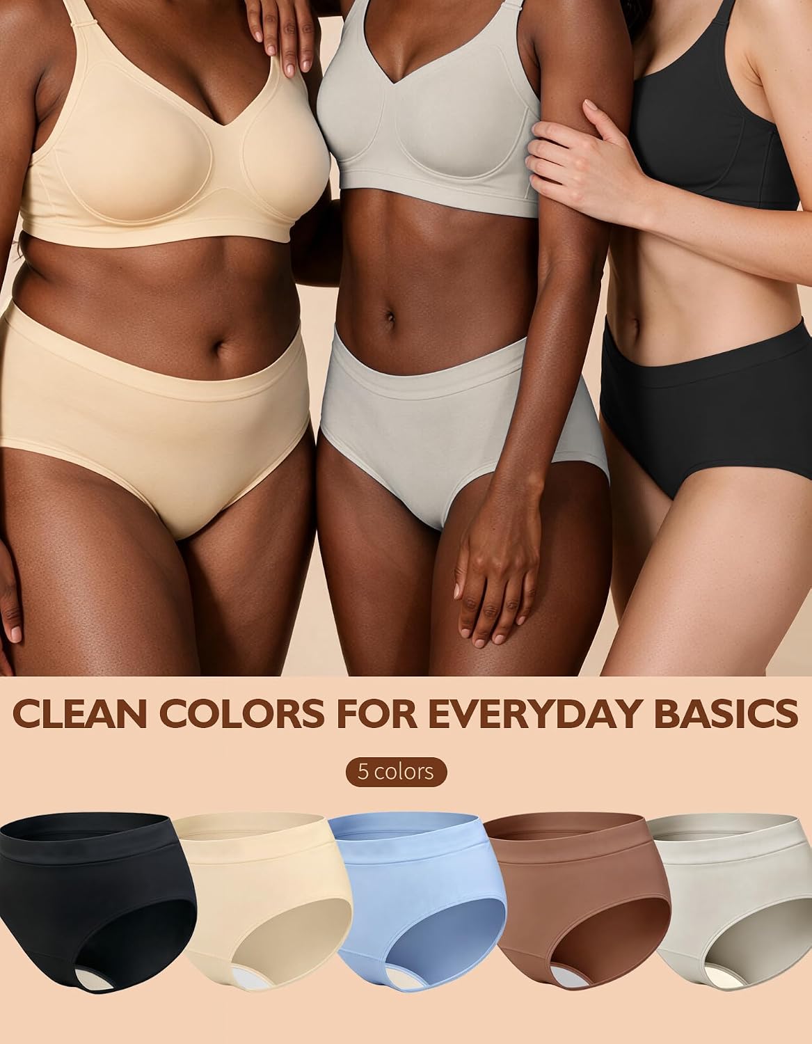 Detalle de CLOSEMATE Women's Mid-Rise Underwear, Stretch Full-Coverage Briefs