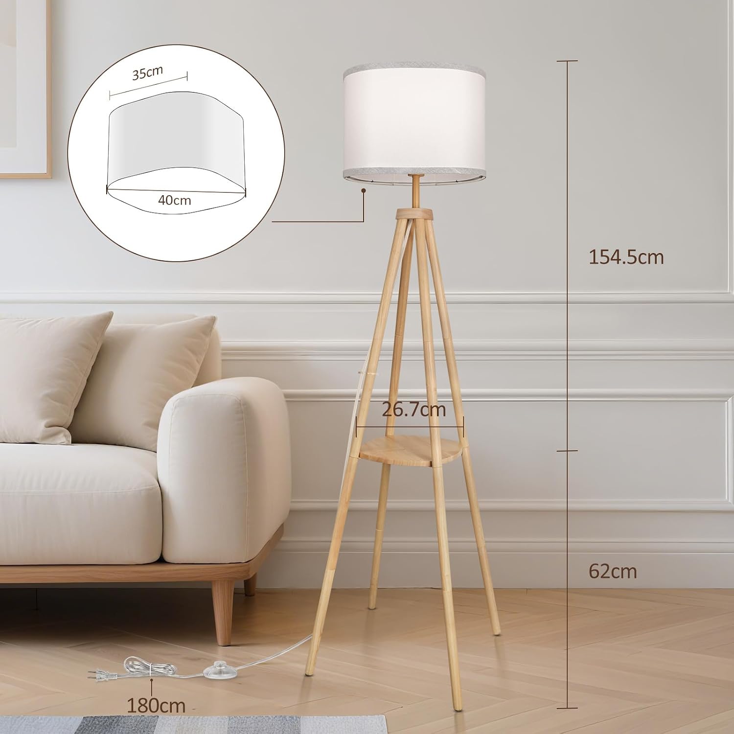 Thumbnail 3 de YooShine Stehlampe für Wohnzimmer mit Ablage, dimmbar (2700K–6500K) und Fernbedienung